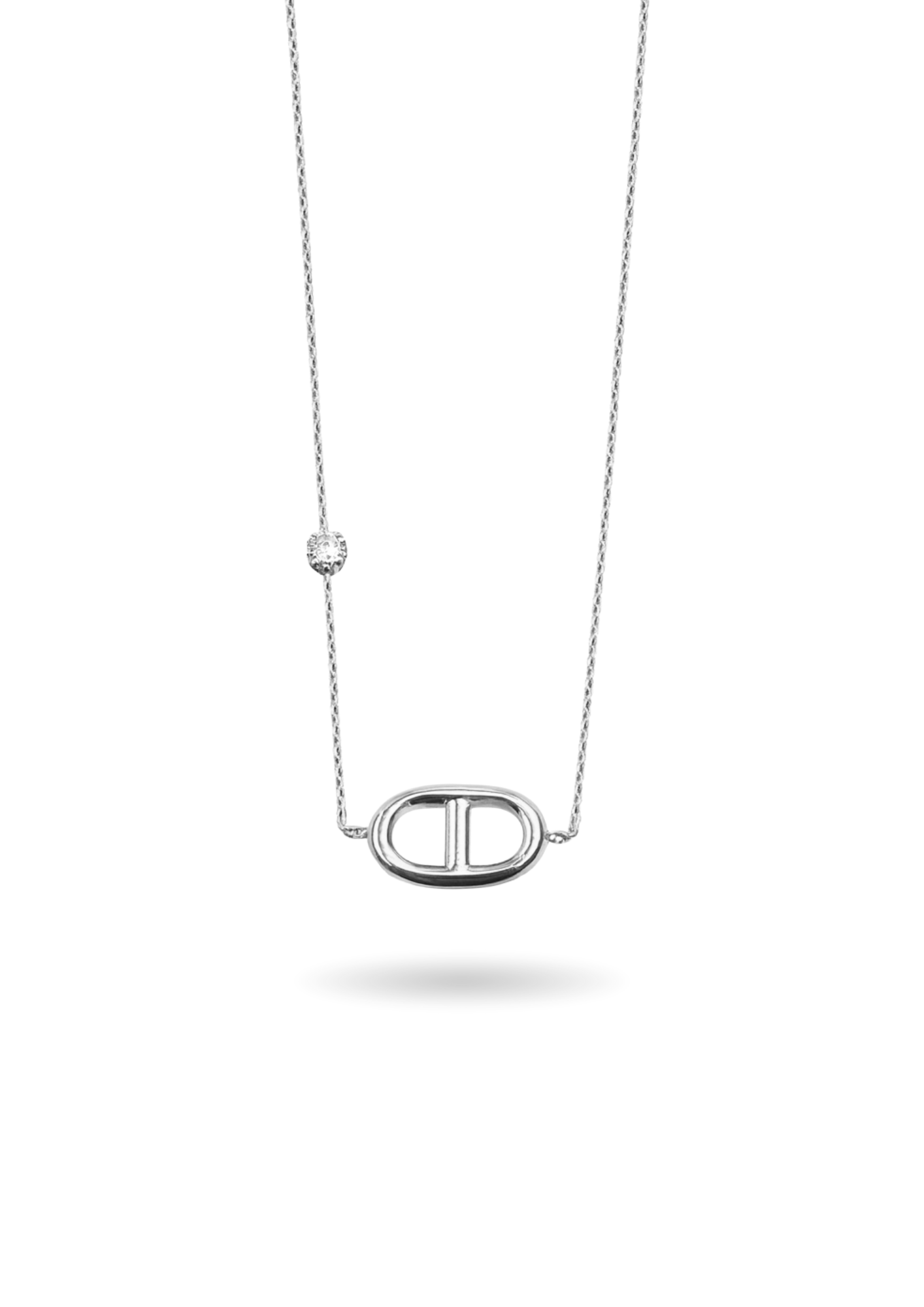 Collier Acier Inoxydable Ovale Zircon