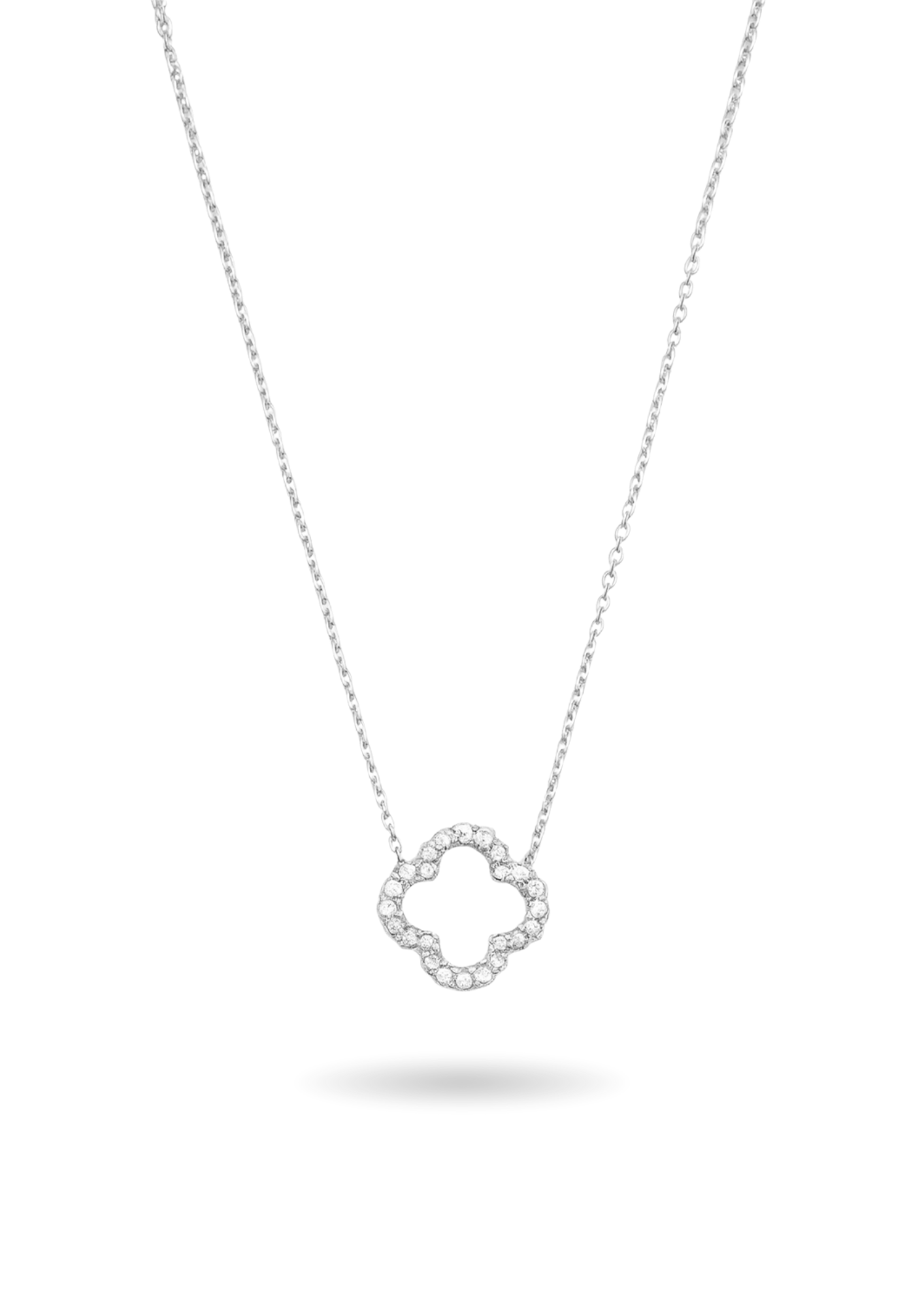 Collier Acier Inoxydable Trèfle Strass