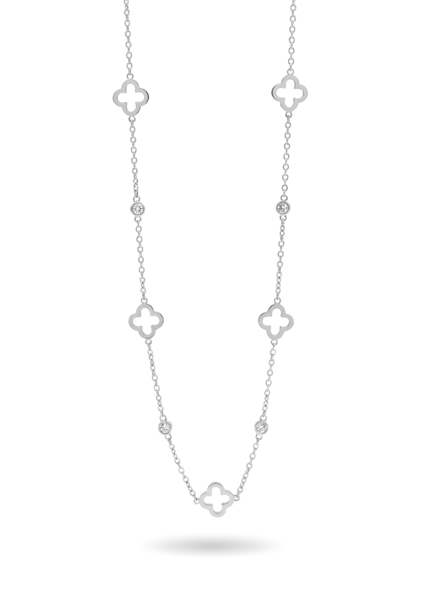 Collier Acier Inoxydable Trèfle Zircon