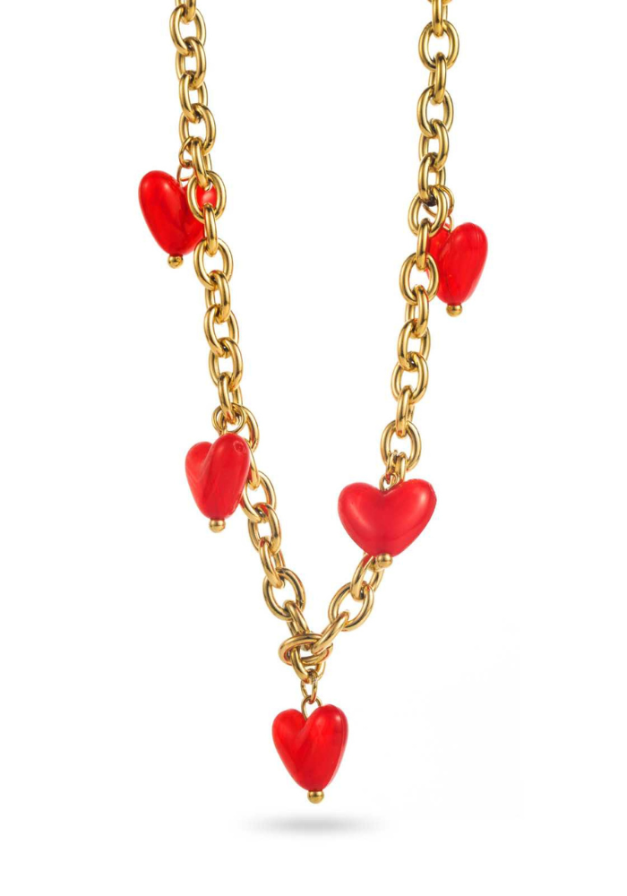 Collier Charms Cœur Bordeaux