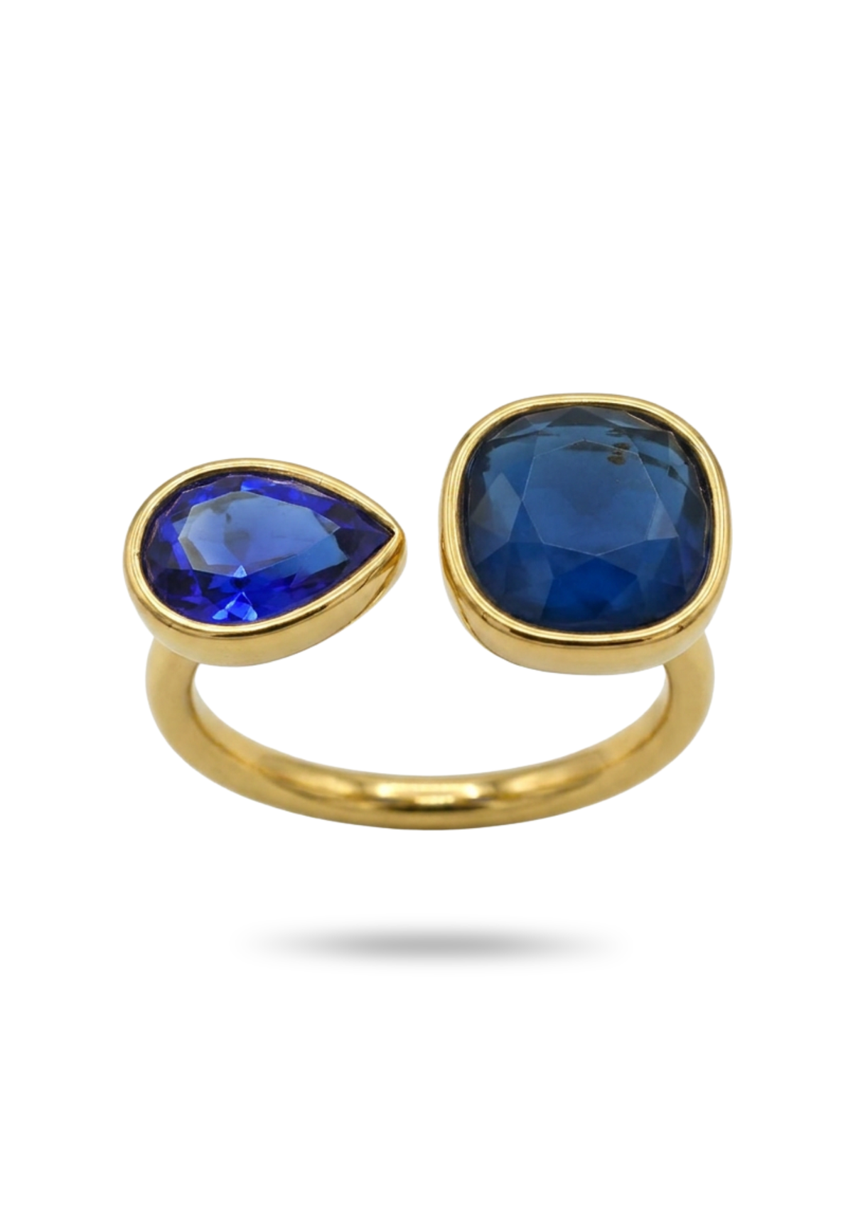 Bague Acier Inoxydable Double Pierre Couleur pas cher