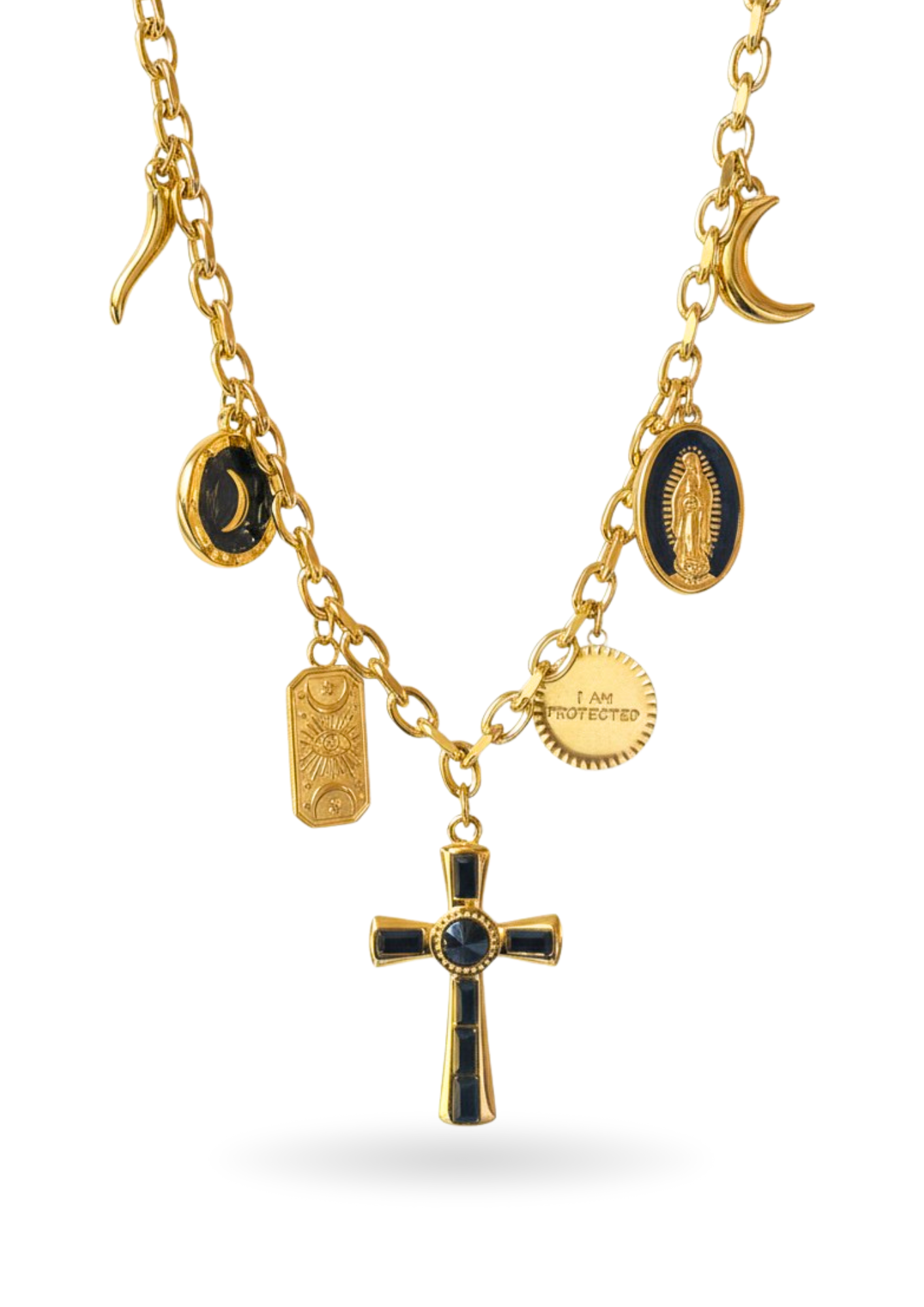 Collier Charms Croix Noire