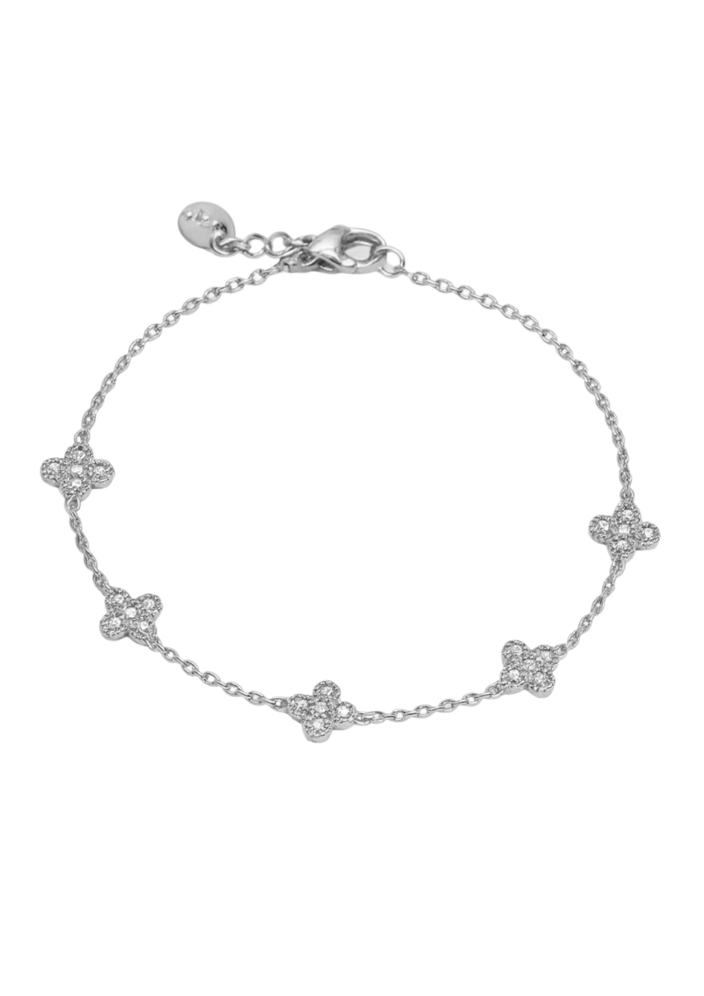 Bracelet Acier Inoxydable Trèfle Strass