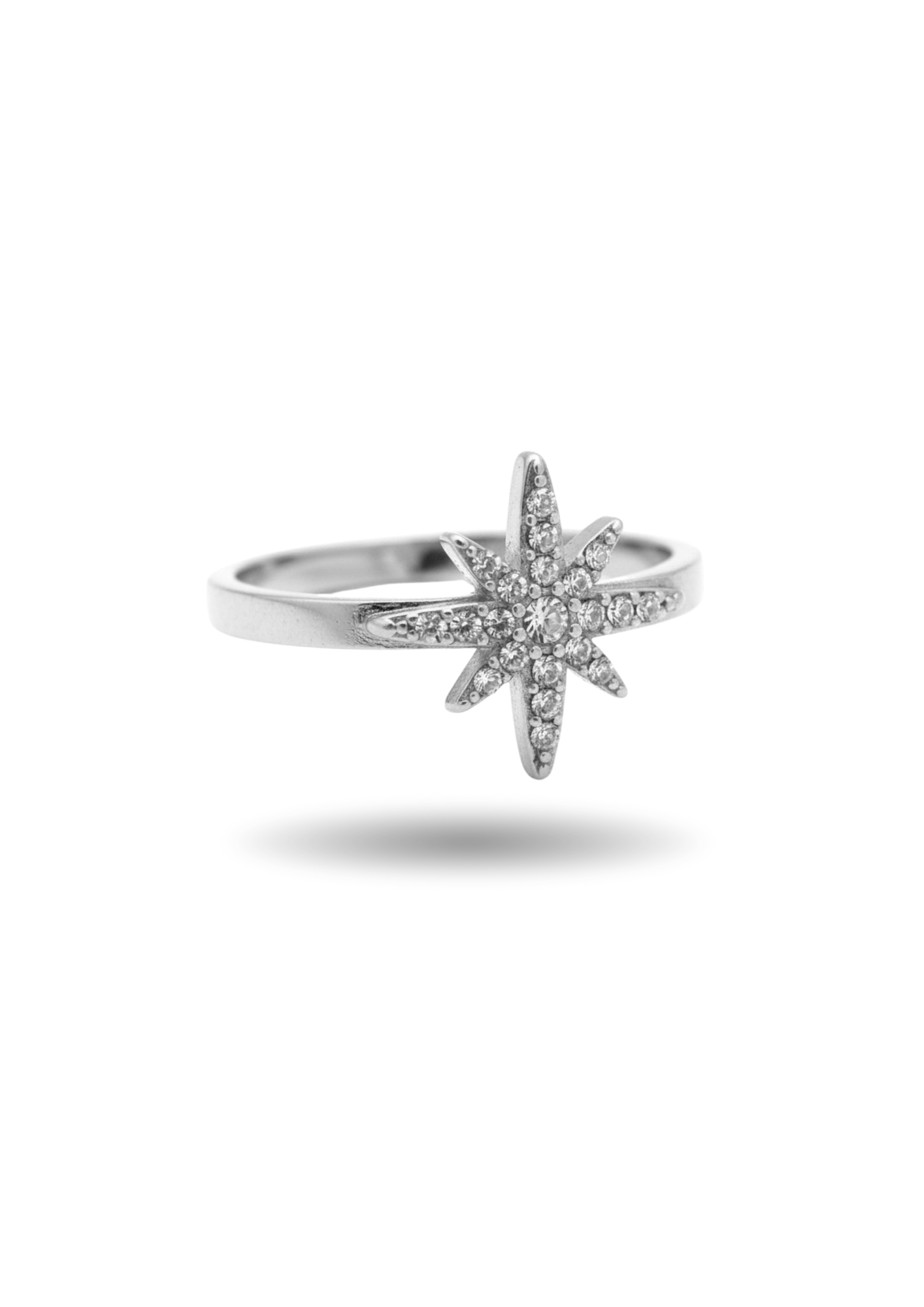 Bague Acier Inoxydable Étoile Strass