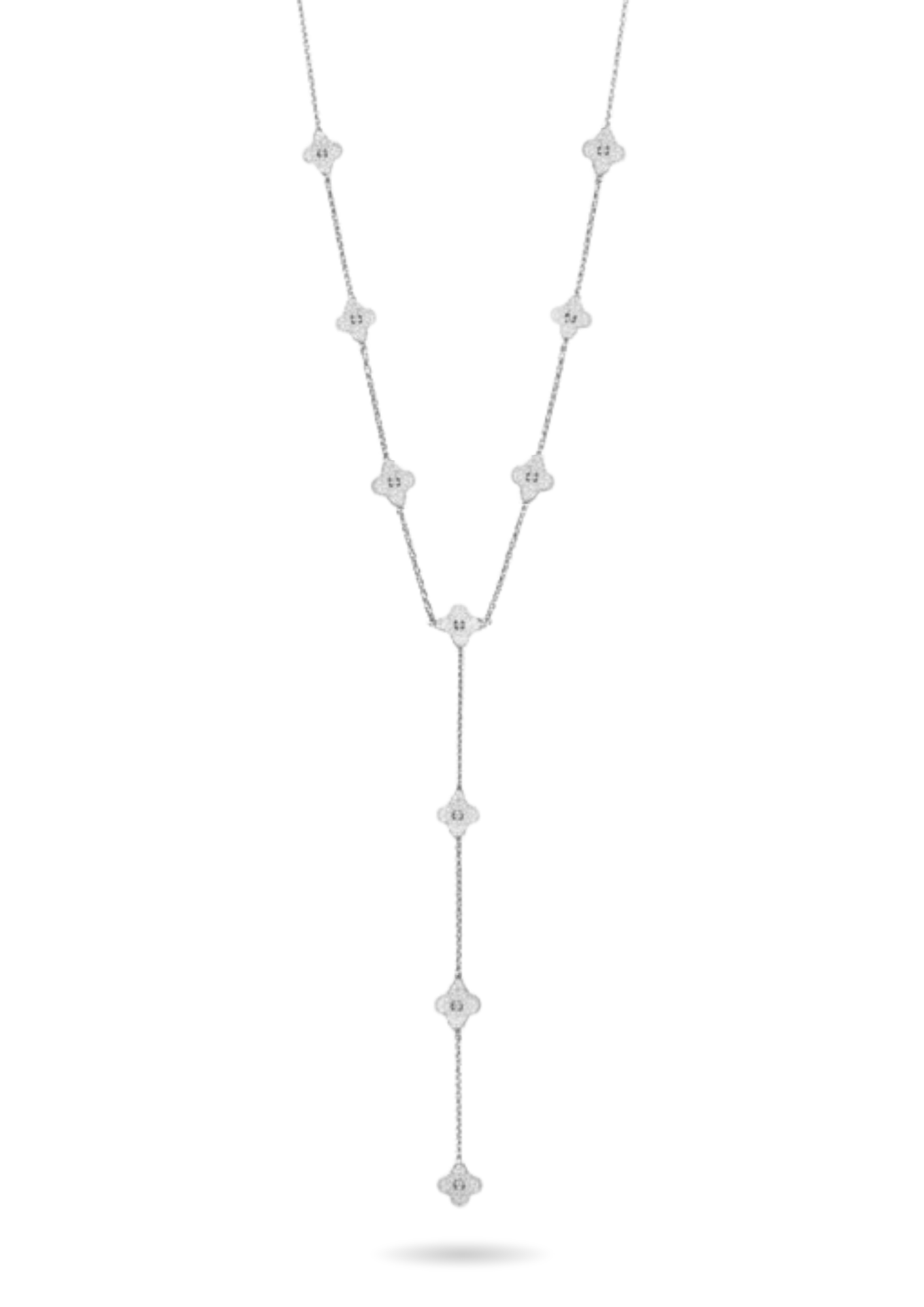 Collier Y Acier Inoxydable Trèfle Zircon