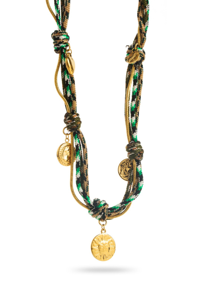 Collier Charms Corde Verte