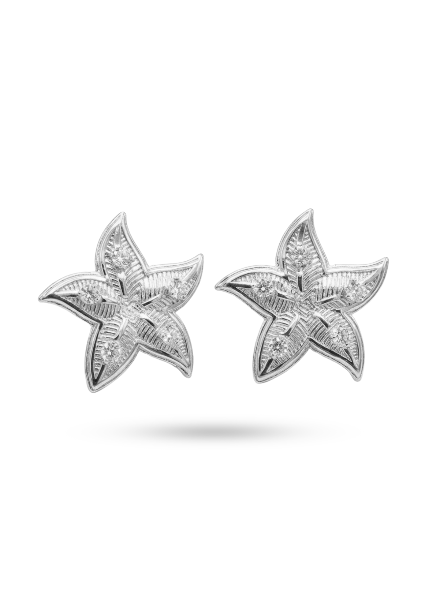 Boucles d'Oreilles Acier Inoxydable Étoile de Mer Zircon