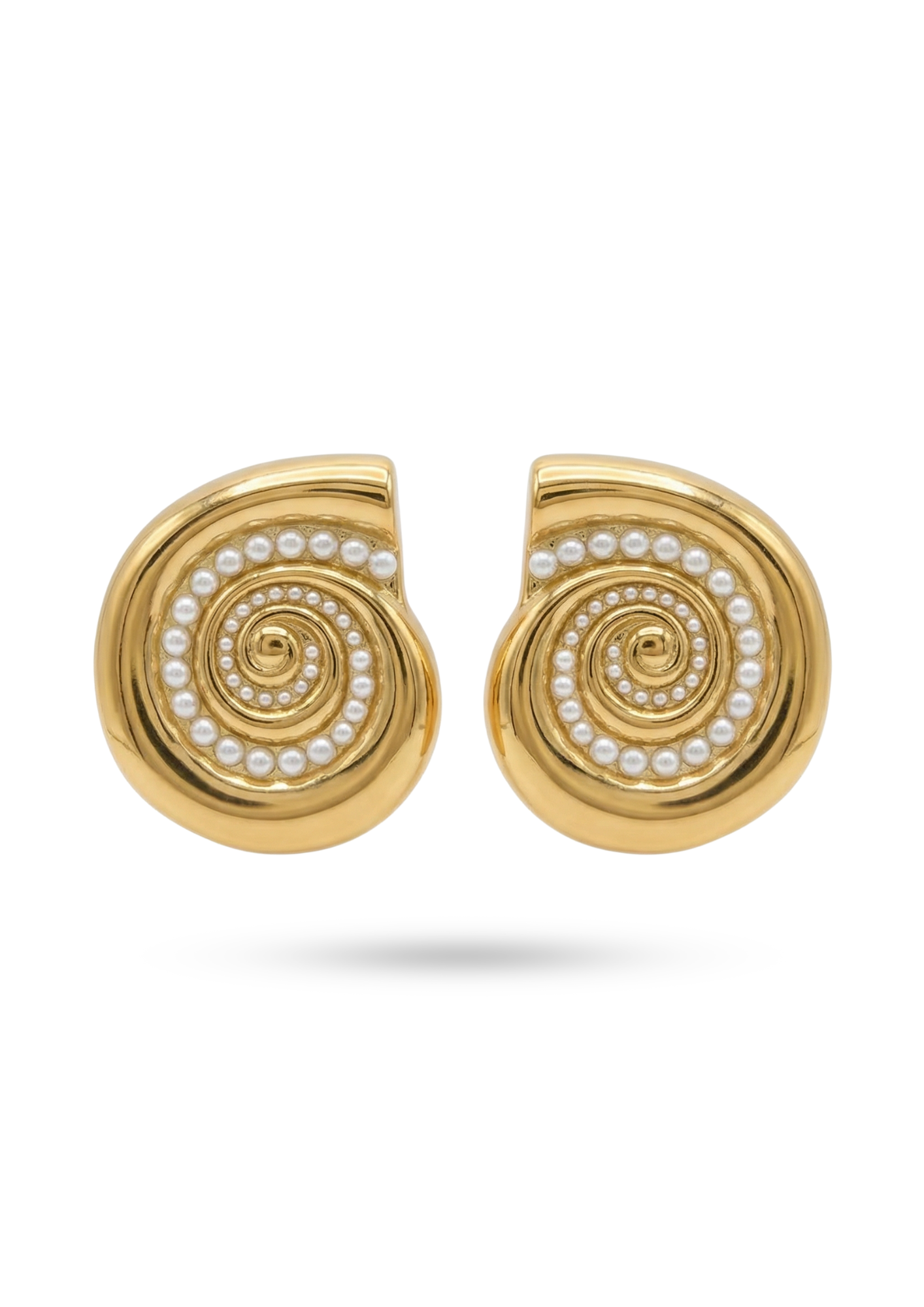 Boucles d'Oreilles Acier Inoxydable Coquillage Spirale Perle