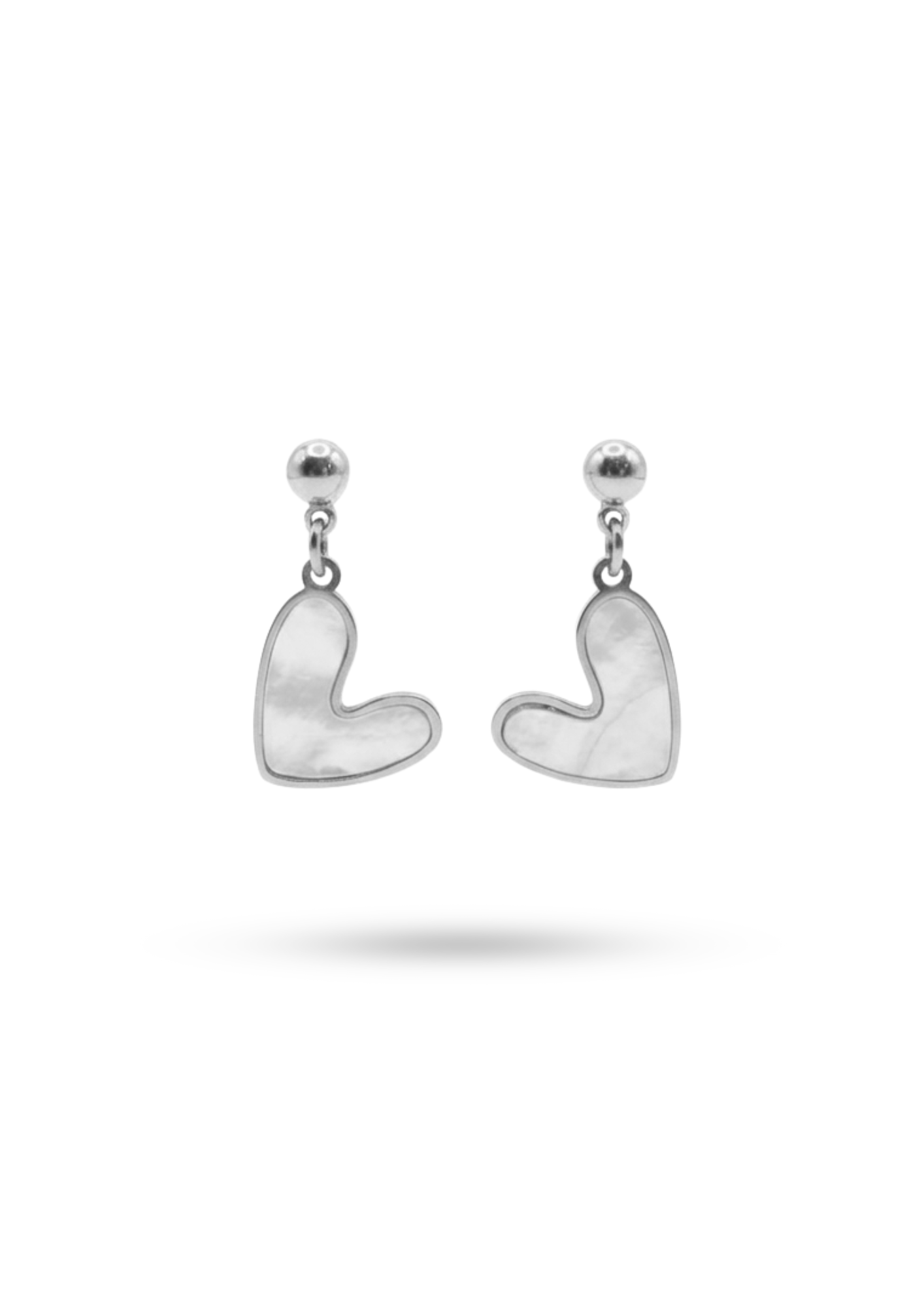 Boucles d'Oreilles Acier Inoxydable Pendentif Cœur Nacre