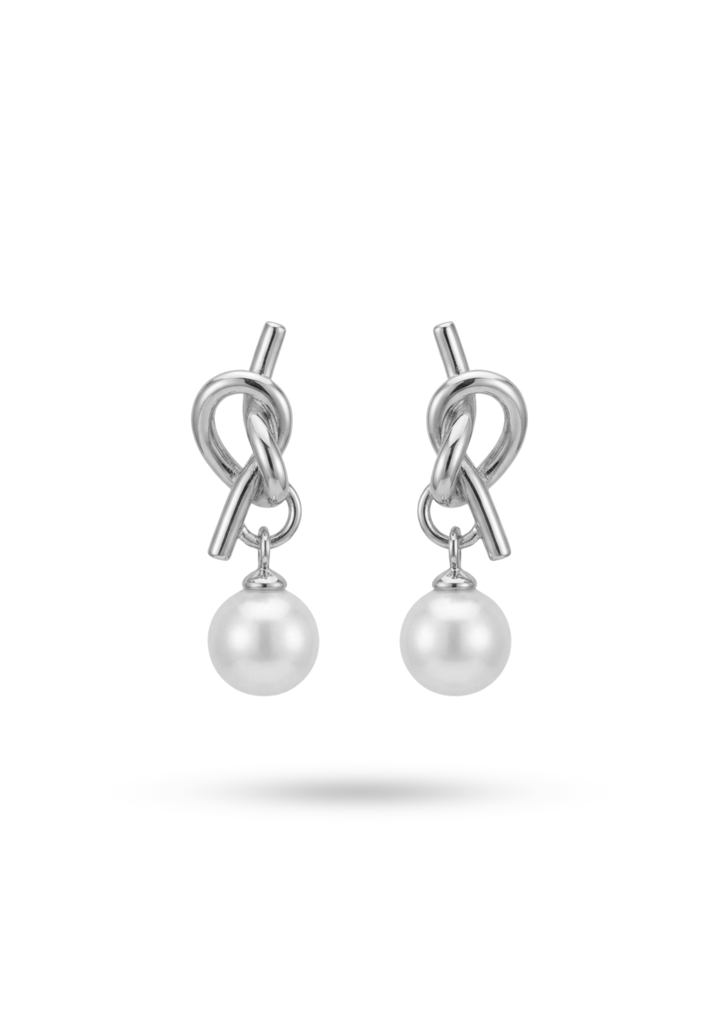 Boucles d'Oreilles Acier Inoxydable Nœud Perle