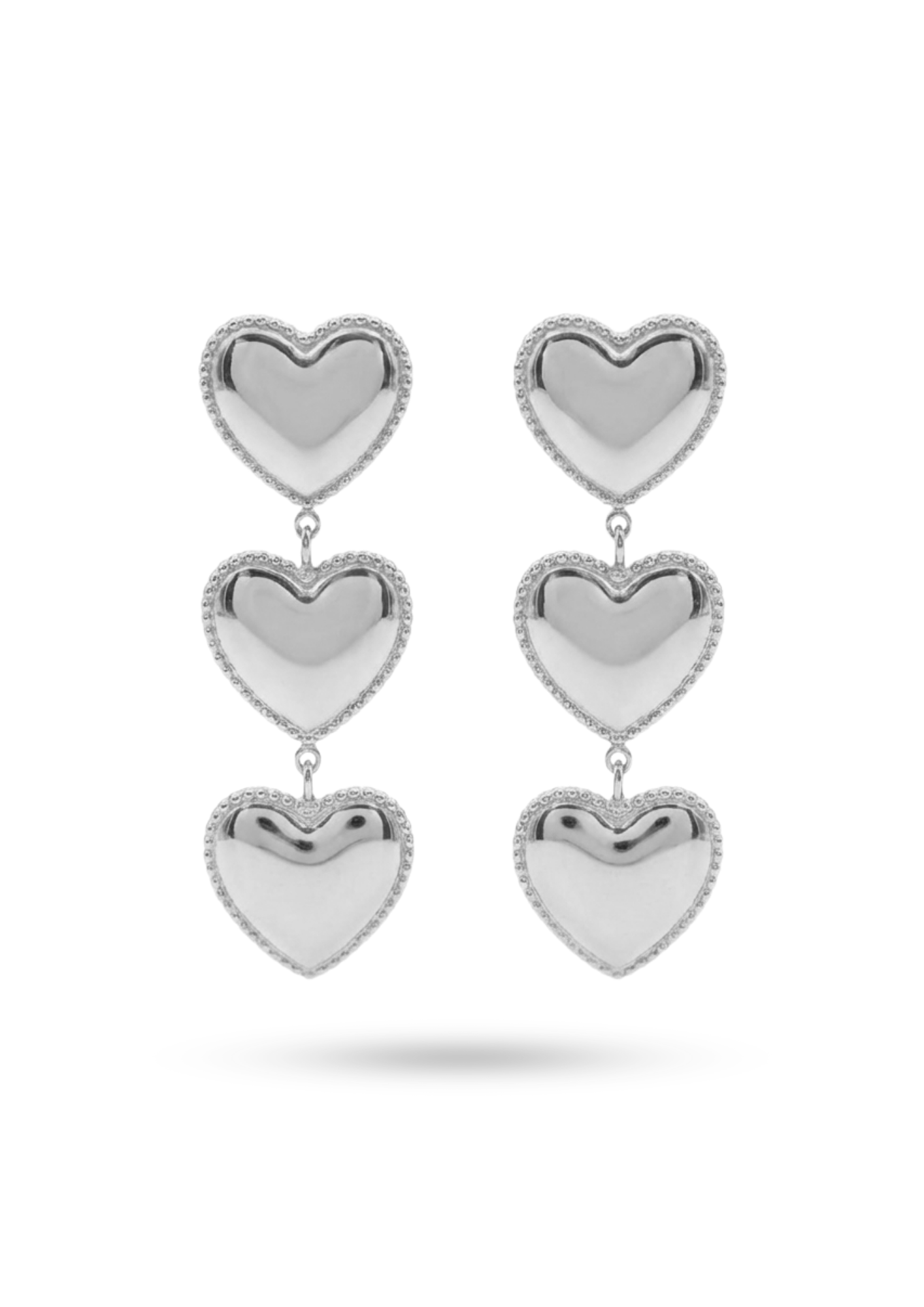Boucles d'Oreilles Acier Inoxydable Triple Cœur