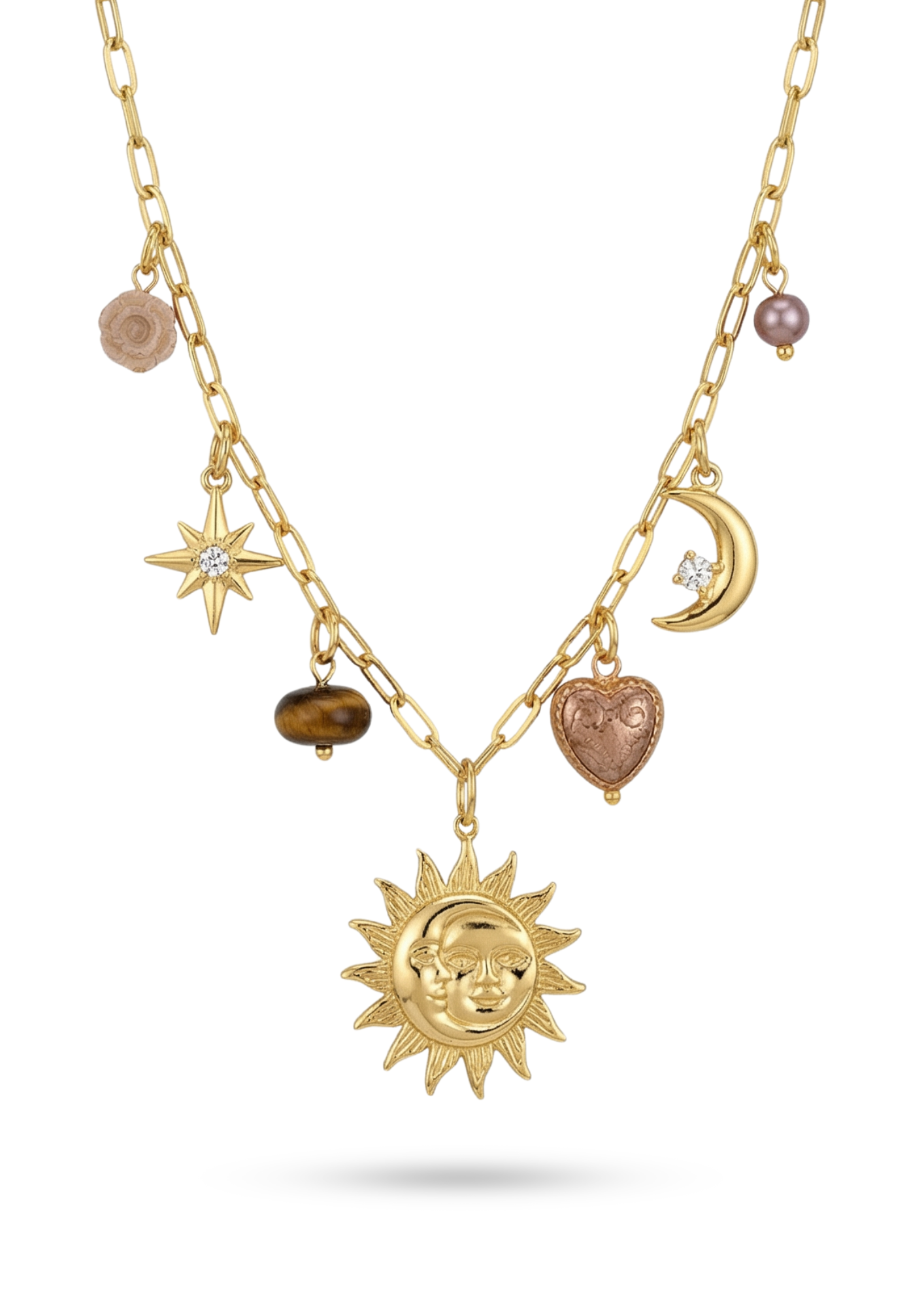 Collier Charms Céleste Marron