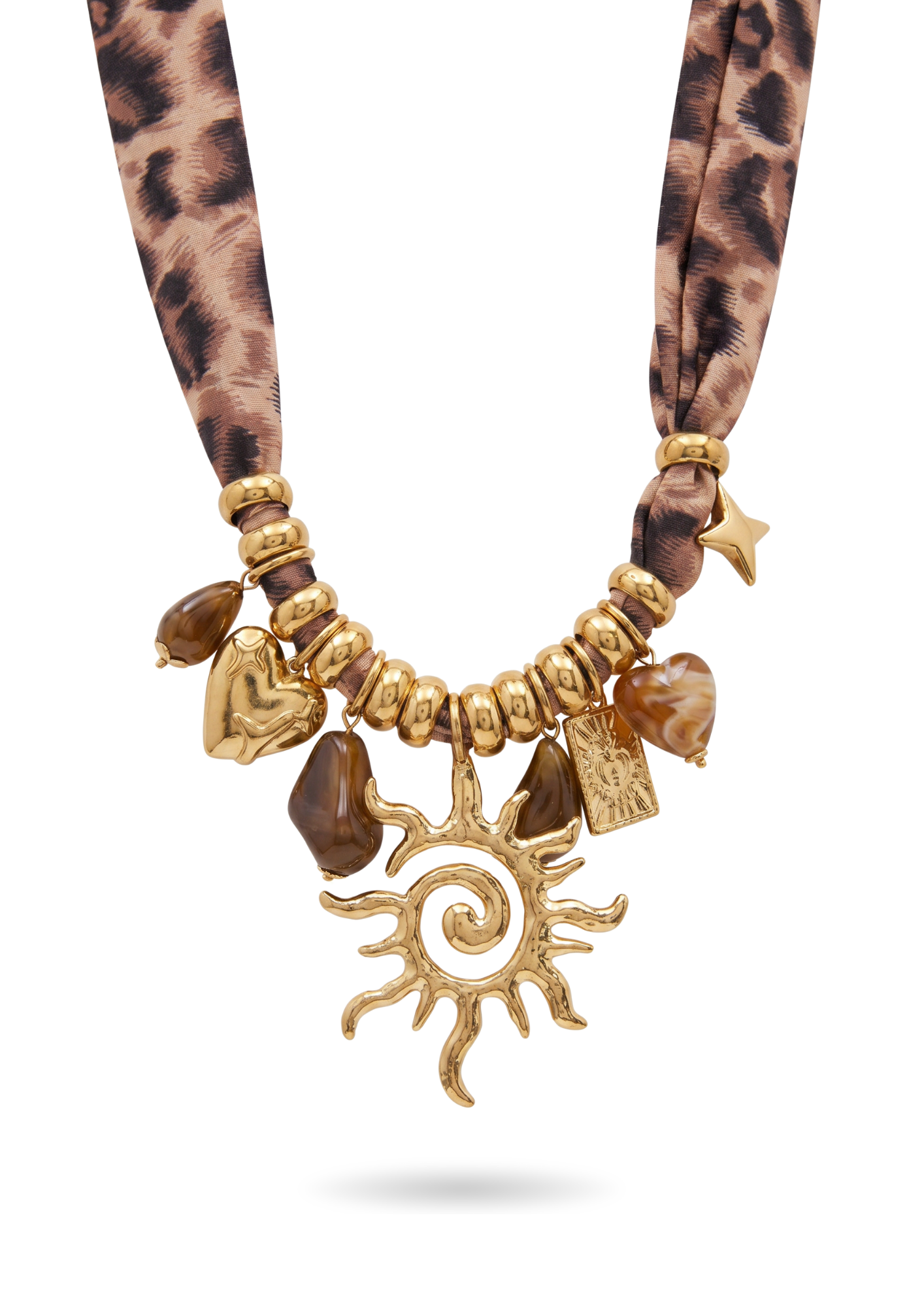 Collier Charms Cordon Léopard