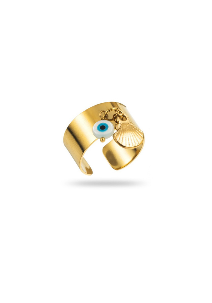 Bague Breloque Coquillage et Œil