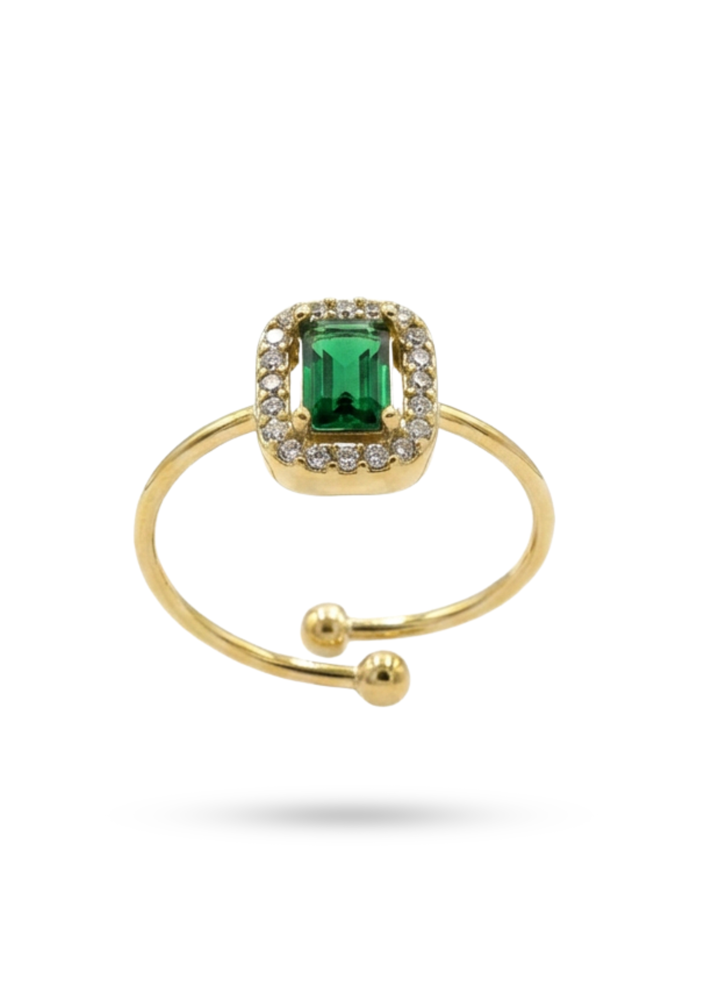 Bague Acier Inoxydable Strass Rectangulaire vert