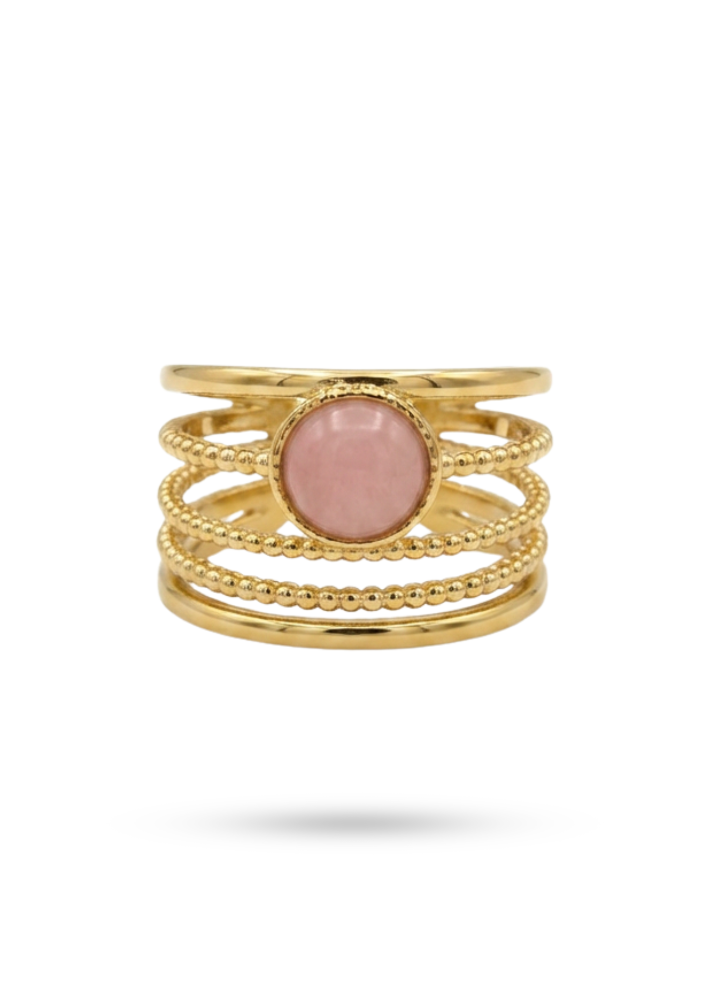 Bague Acier Inoxydable Multi Rangs Pierre