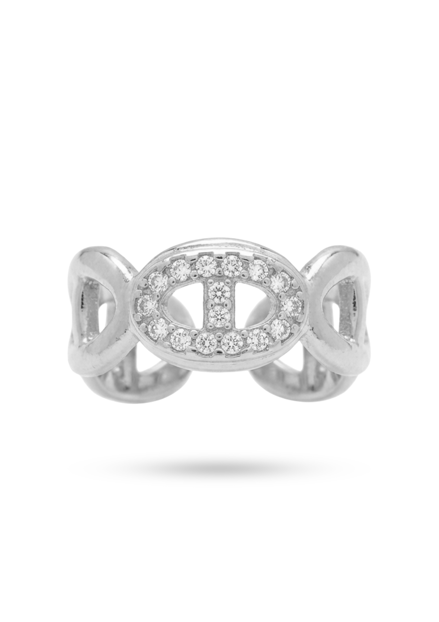 Bague Acier Inoxydable Maille Marine Strass