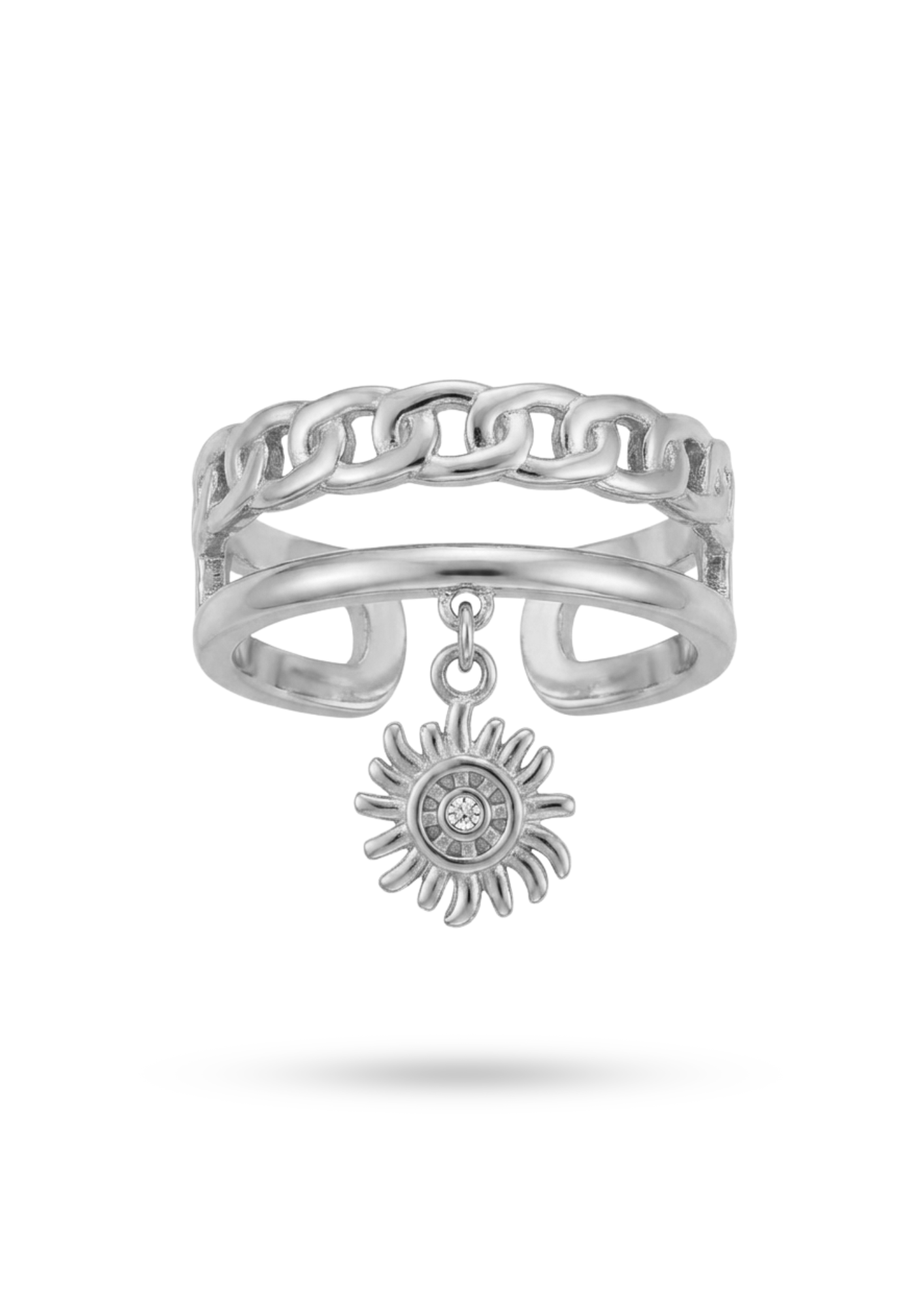 Bague Double Rang Breloque Soleil