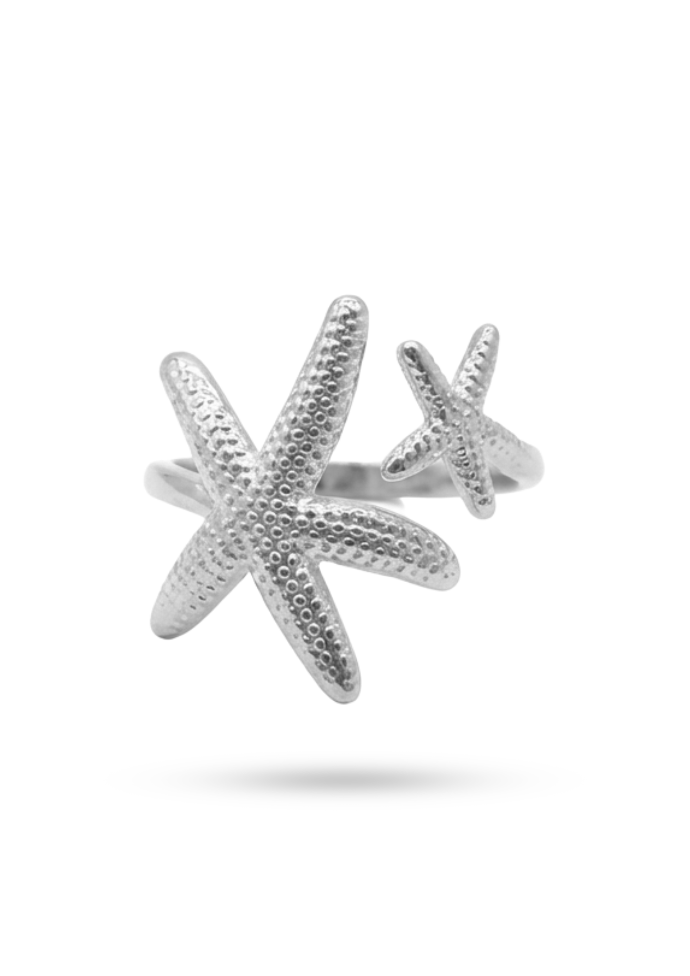 Bague Acier Inoxydable Double Étoile de Mer