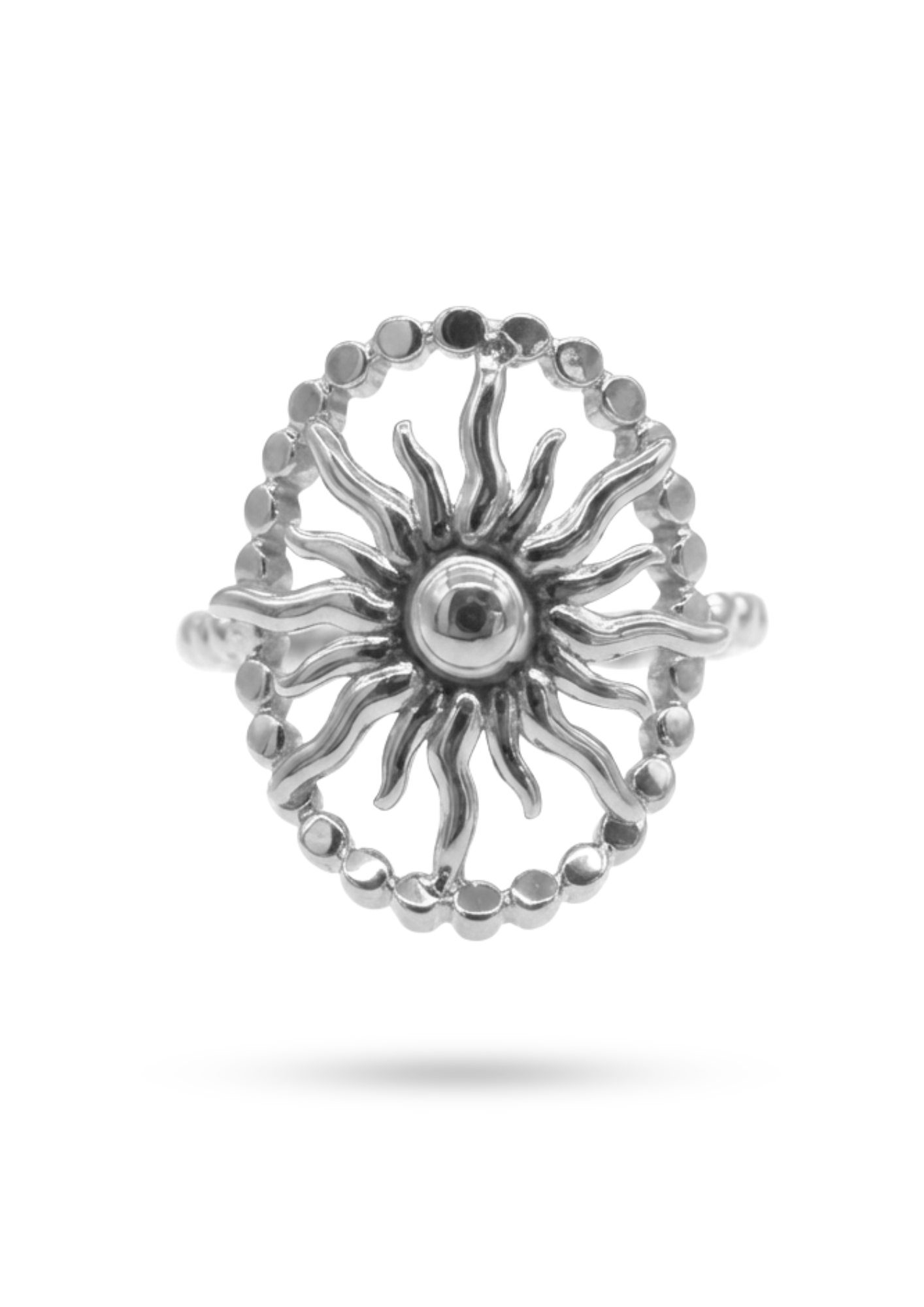 Bague Acier Inoxydable Soleil Rétro