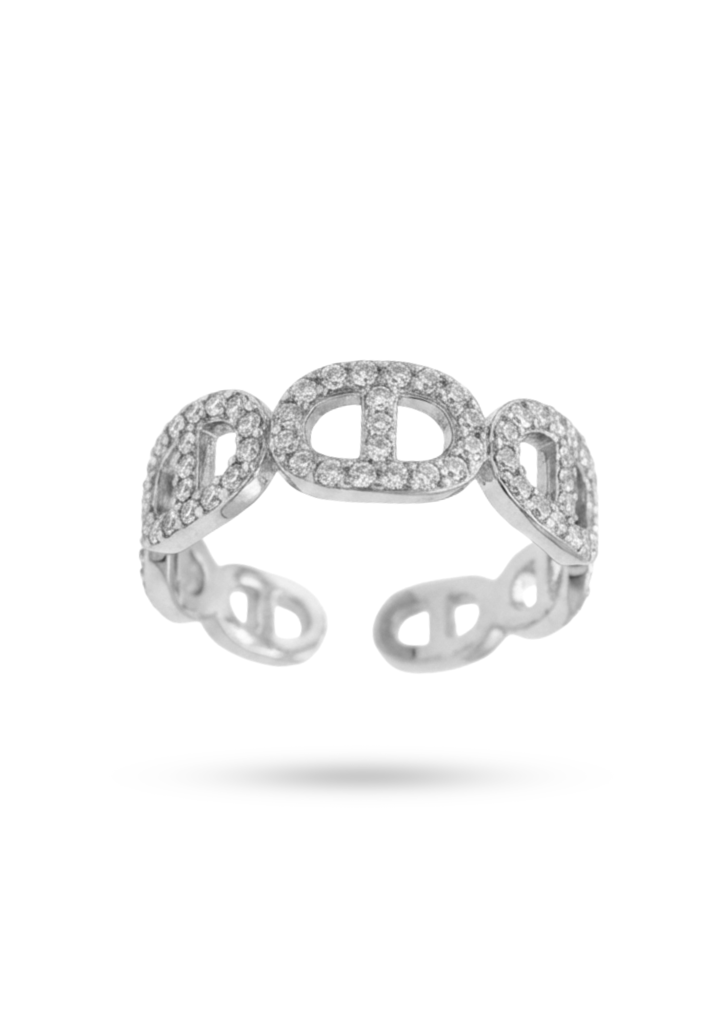 Bague Acier Inoxydable Ovale Strass