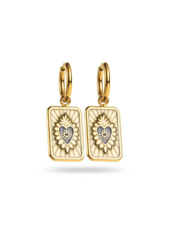 Boucles d'Oreilles Acier Inoxydable Médaillon pas cher