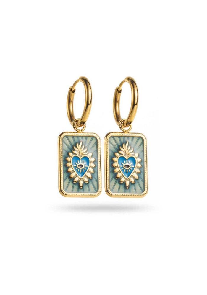 Boucles d'Oreilles Acier Inoxydable Médaillon pas cher
