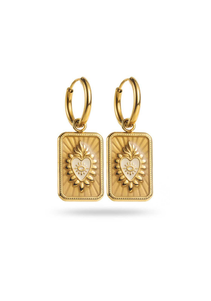 Boucles d'Oreilles Acier Inoxydable Médaillon vintage
