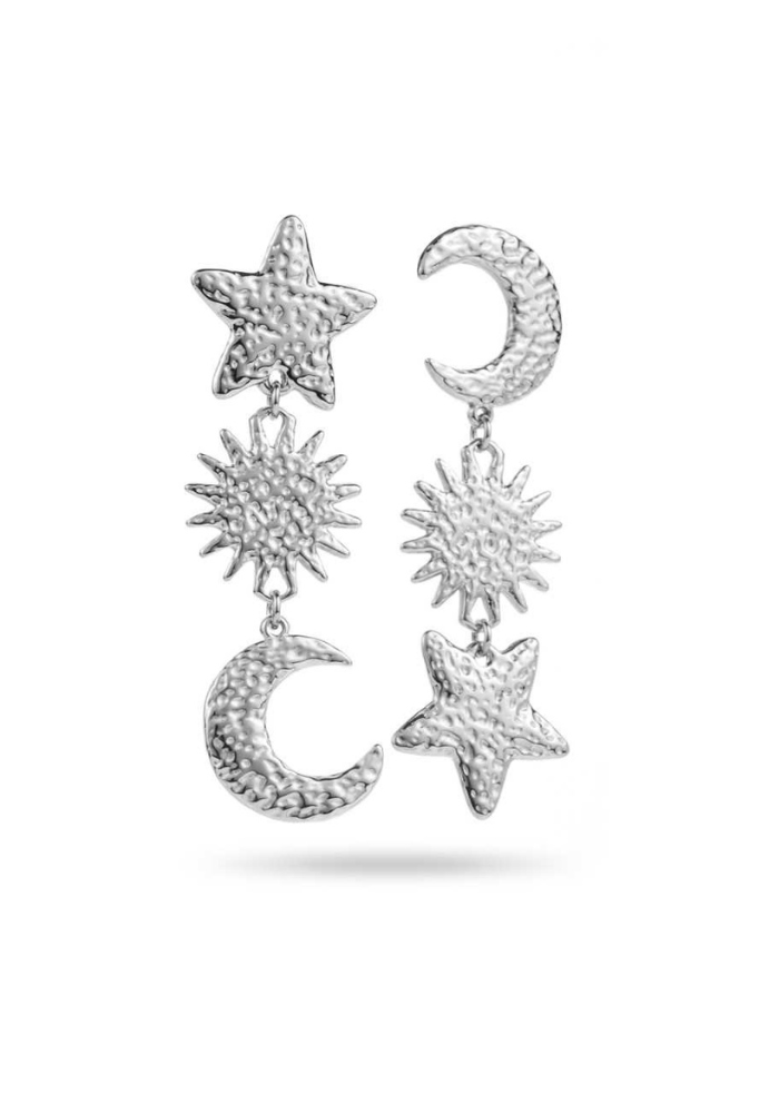 Boucles d'Oreilles Acier Inoxydable Lune Soleil