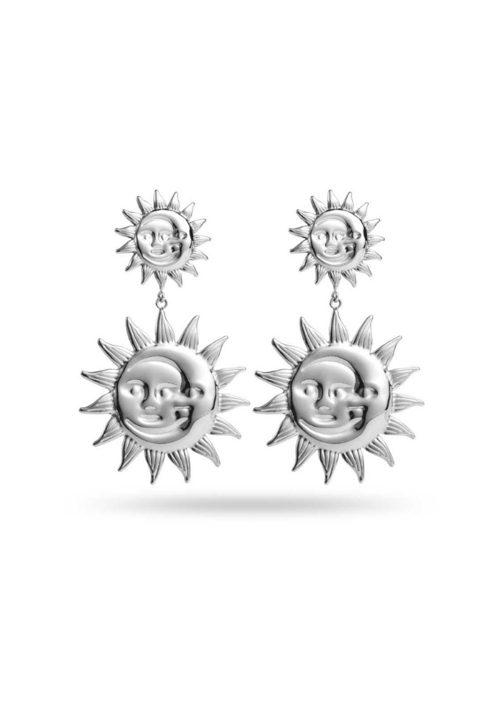 Boucles d'Oreilles Acier Inoxydable Double Soleil
