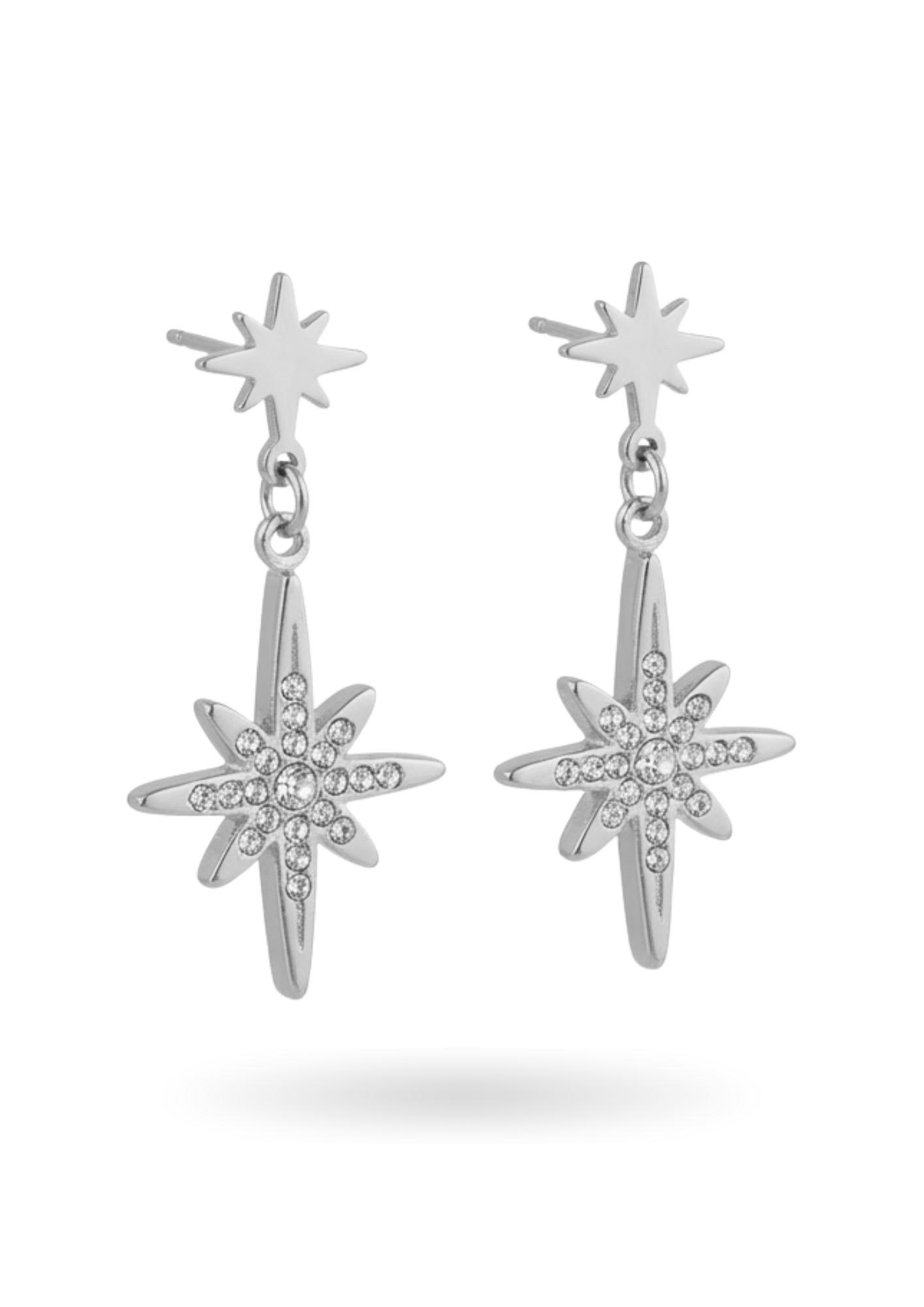 Boucles d'Oreilles Acier Inoxydable Double Étoile