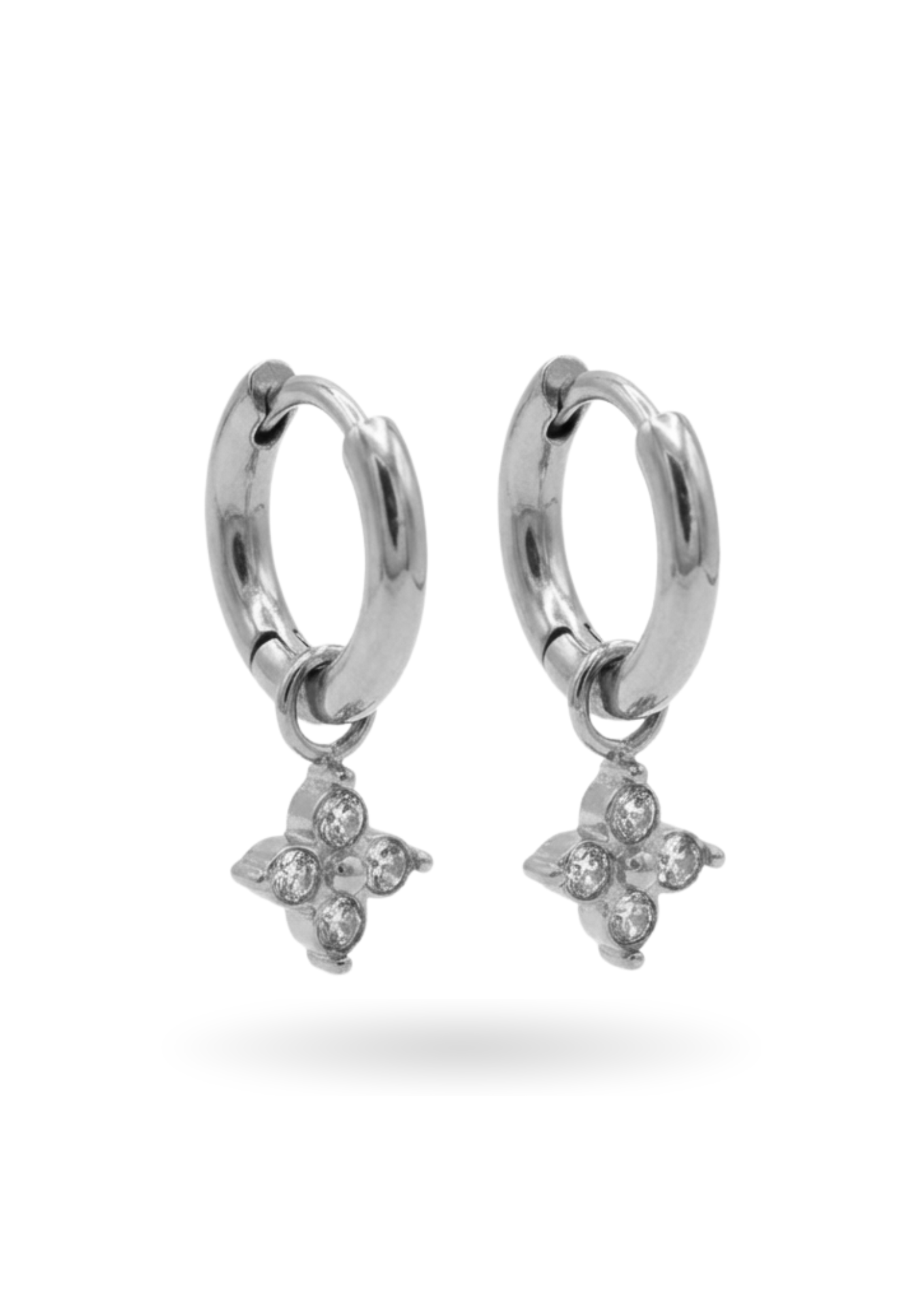 Boucles d'Oreilles Acier Inoxydable Pendentif Trèfle Strass