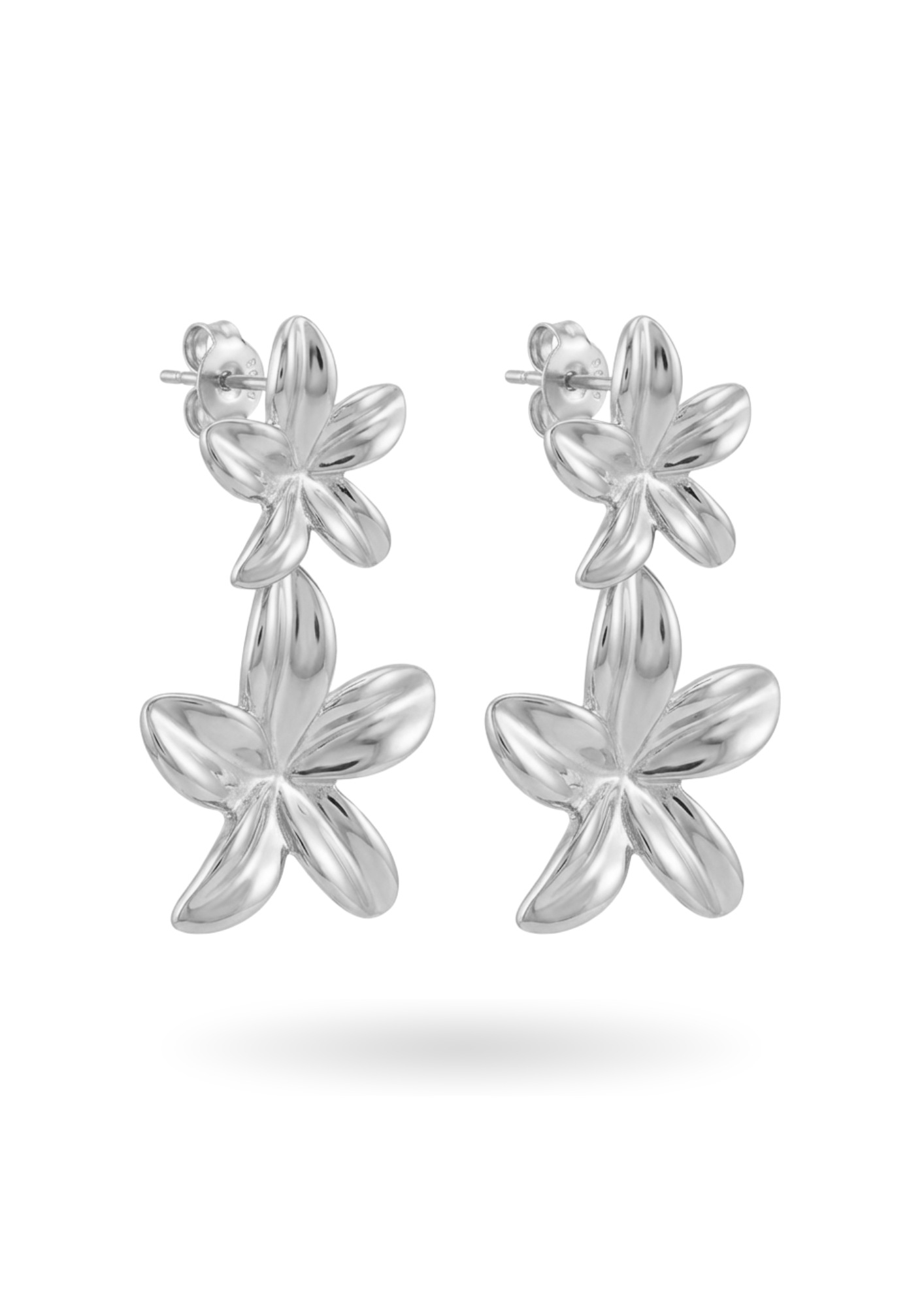 Boucles d'Oreilles Acier Inoxydable Double Fleur