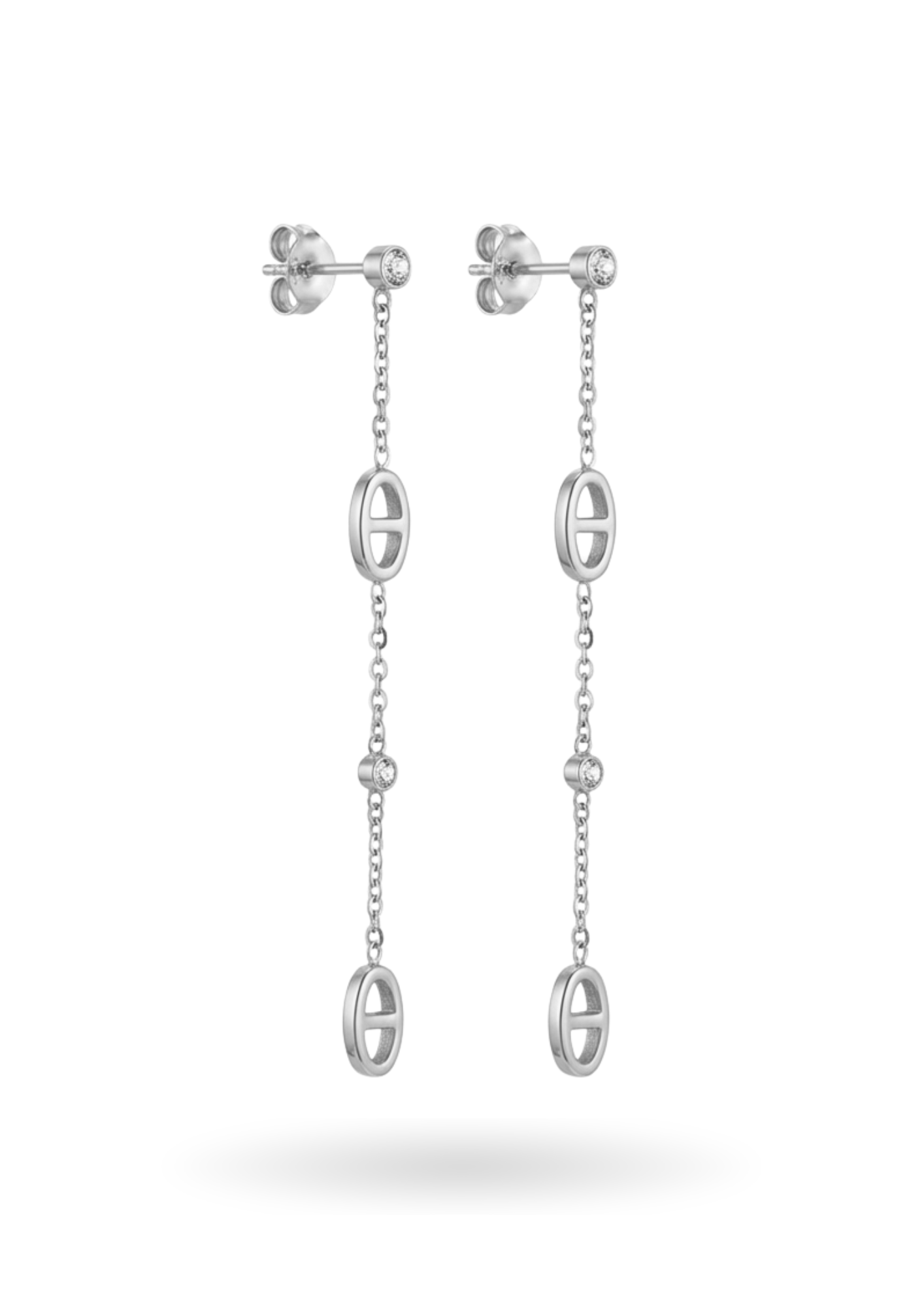 Boucles d'Oreilles Acier Inoxydable Pendante Ovale