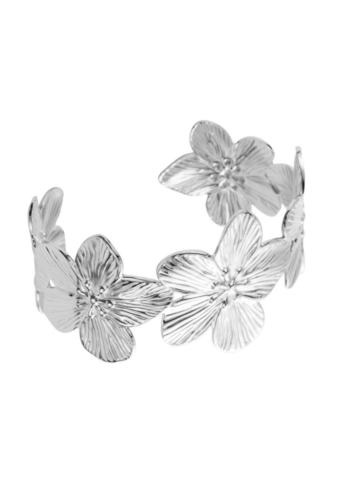 Bracelet Jonc Acier Inoxydable Fleur