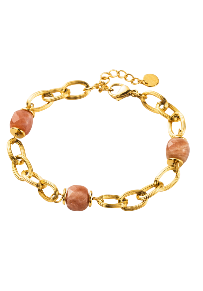 Bracelet Acier Inoxydable Pierre Naturelle cornaline