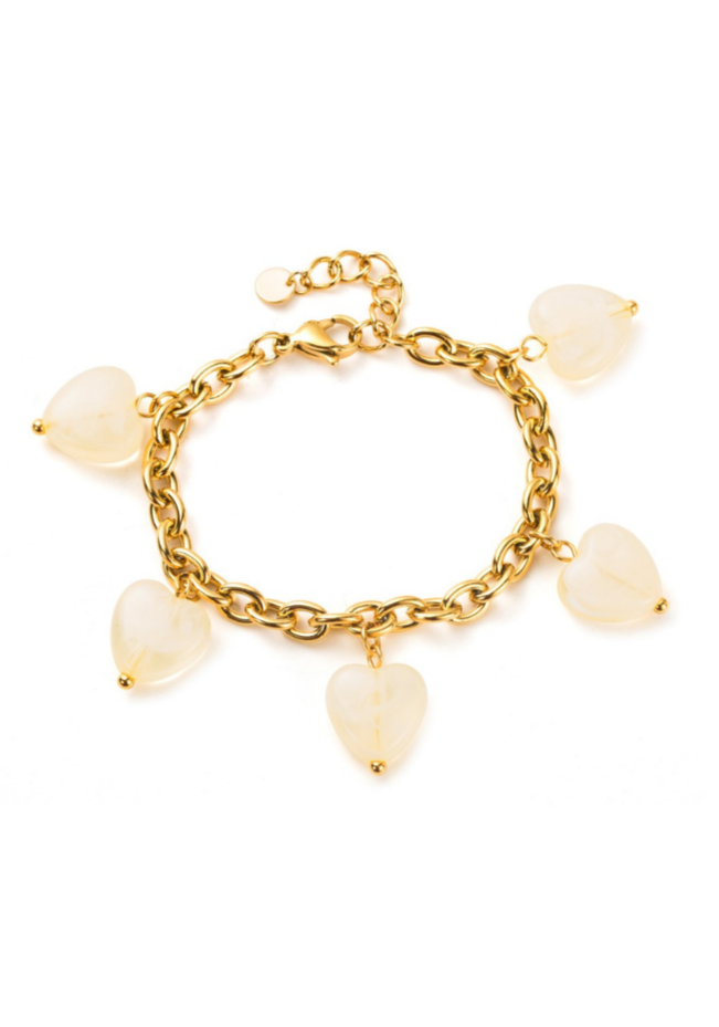 Bracelet Charms Cœur Blanc pas cher