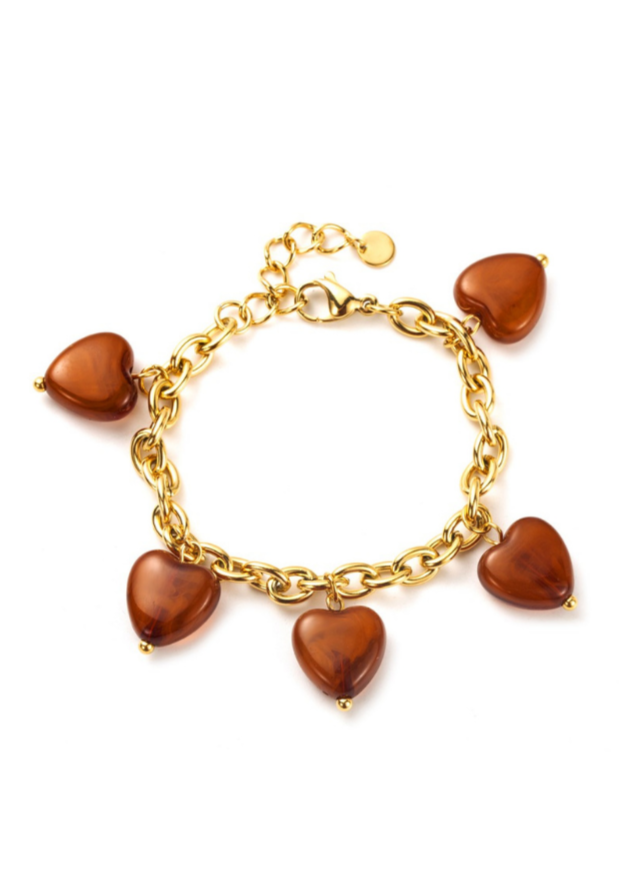 Bracelet Charms Cœur marron pas cher