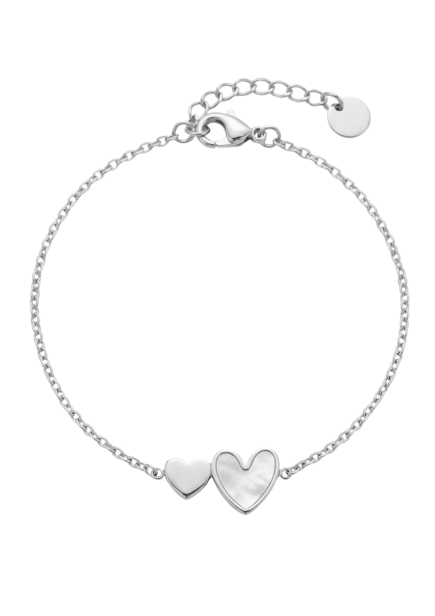 Bracelet Acier Inoxydable Double Cœur Nacre
