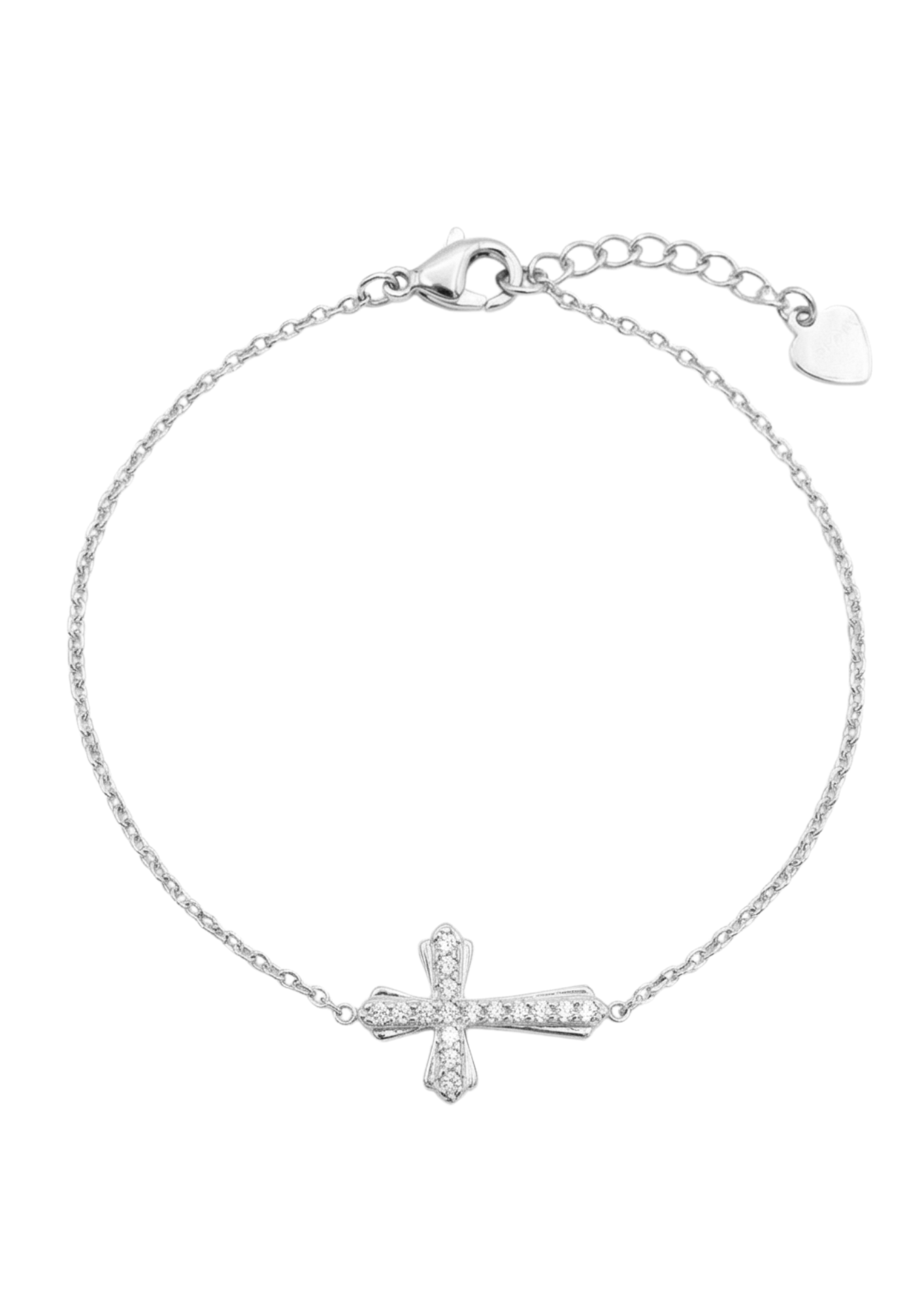 Bracelet Acier Inoxydable Croix Strass