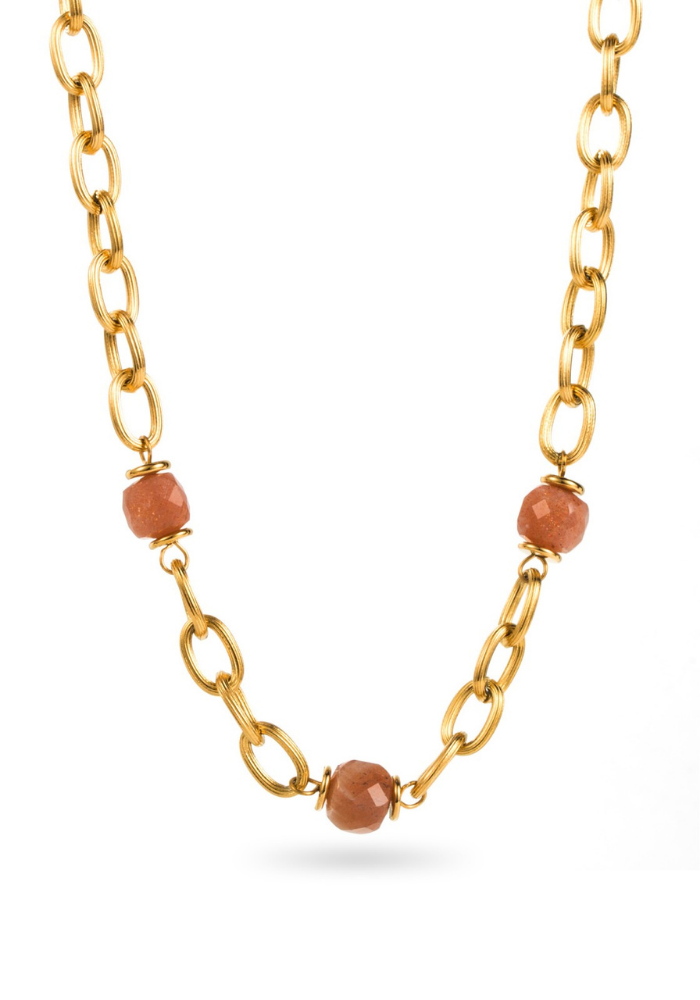 Collier Acier Inoxydable Pierre Naturelle pas cher