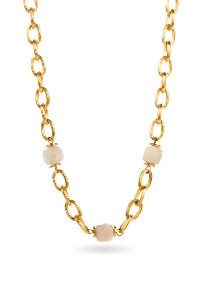 Collier Acier Inoxydable Pierre Naturelle