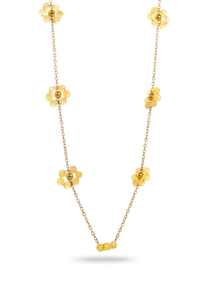 Collier Acier Inoxydable Fleur Perle pas cher