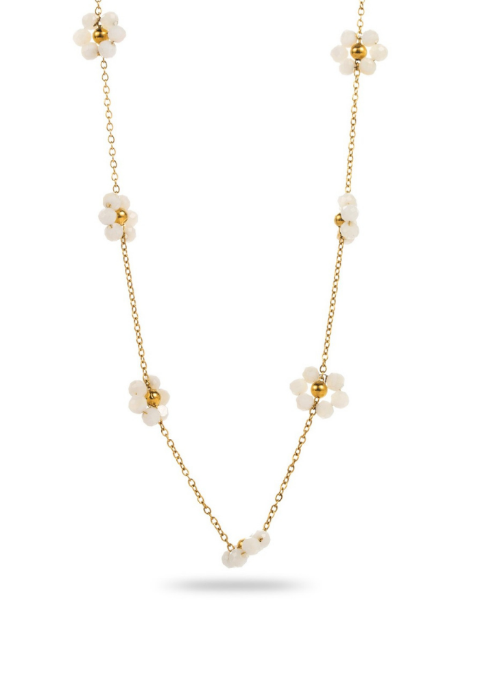 Collier Acier Inoxydable Fleur Perle