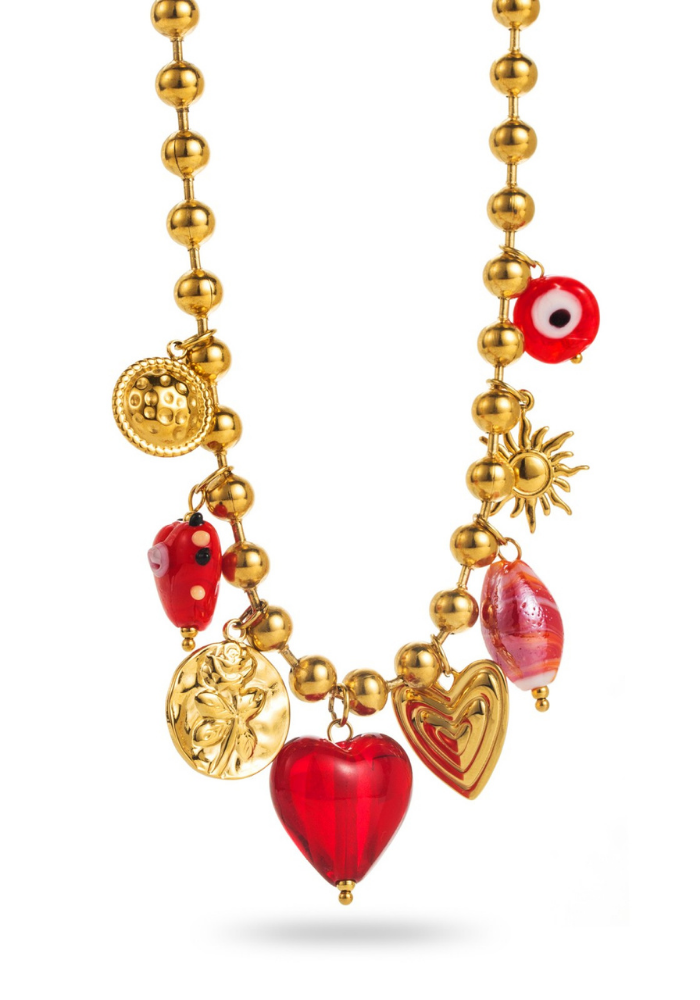 Collier Charms Cœur Brun pas cher