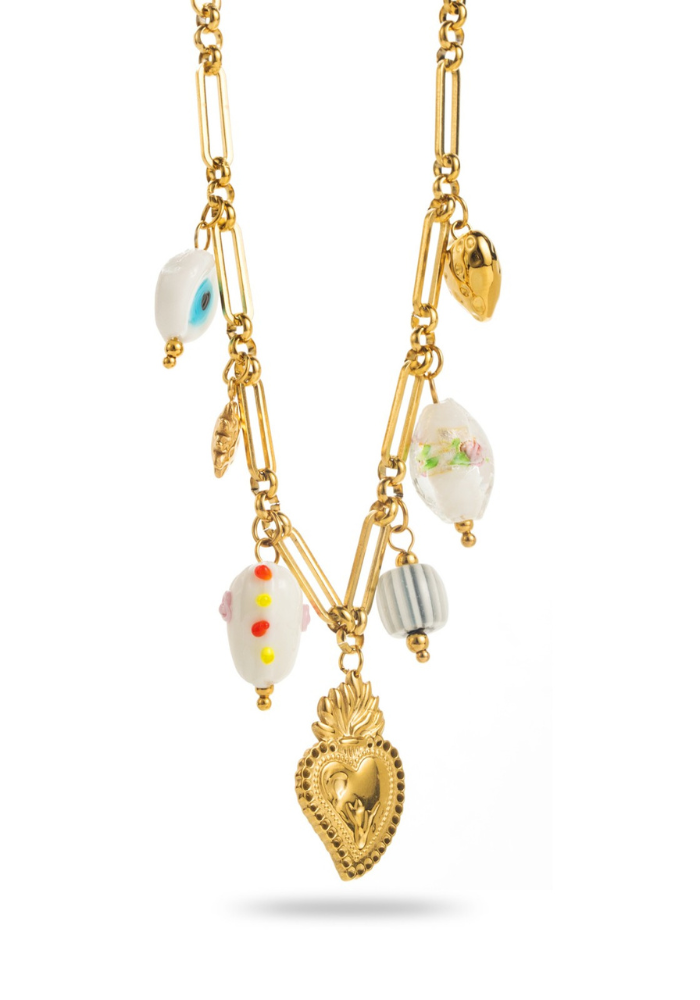 Collier Charms Vintage Vert pas cher