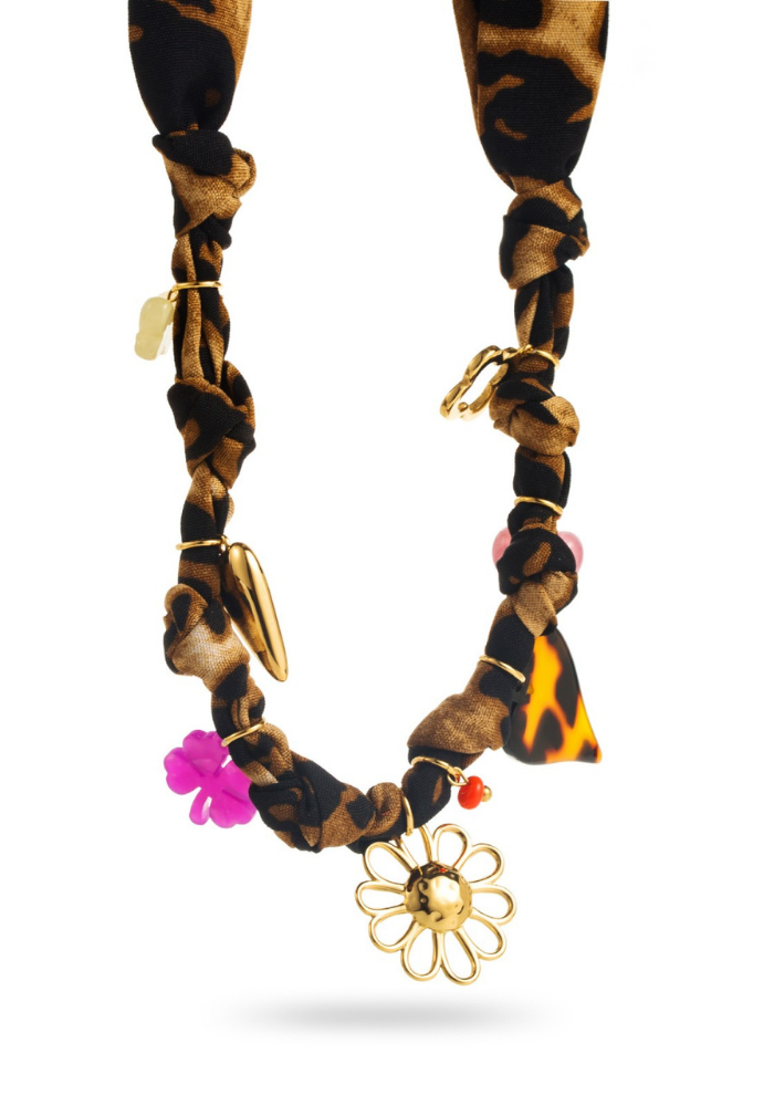 Collier Charms Cordon Léopard