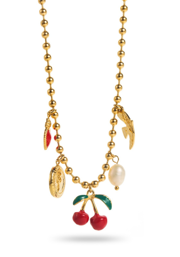 collier charms cerise