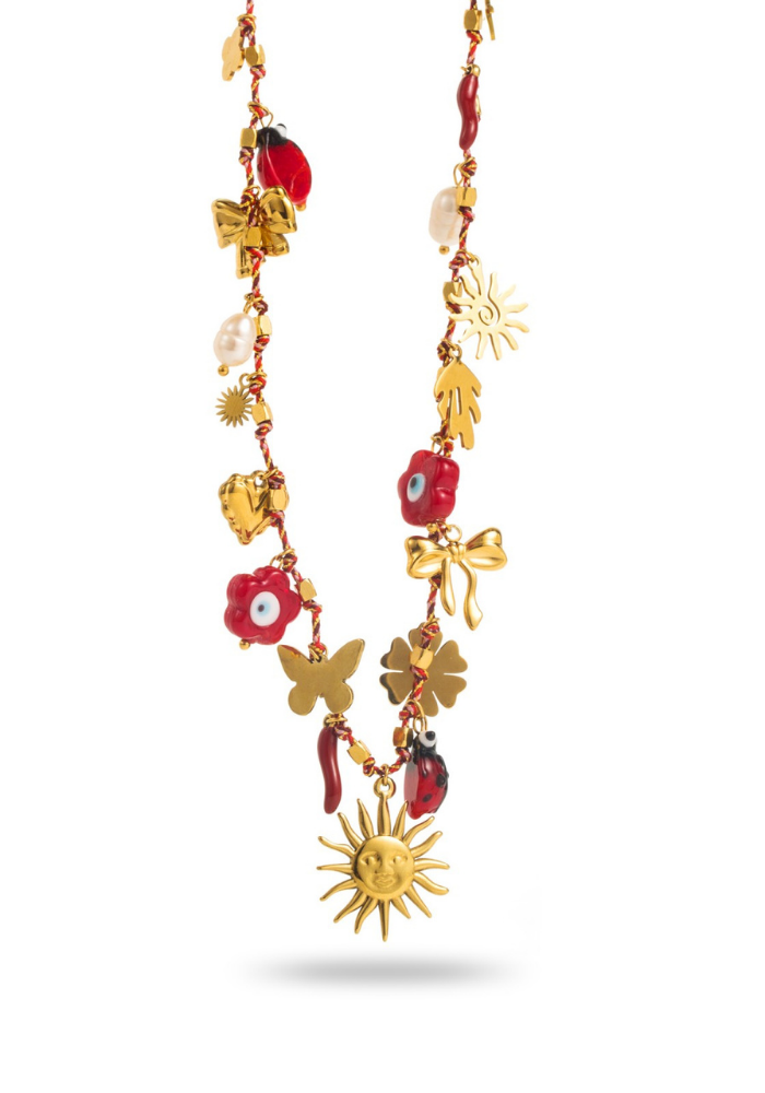 Collier Charms Cordon Vert pas cher
