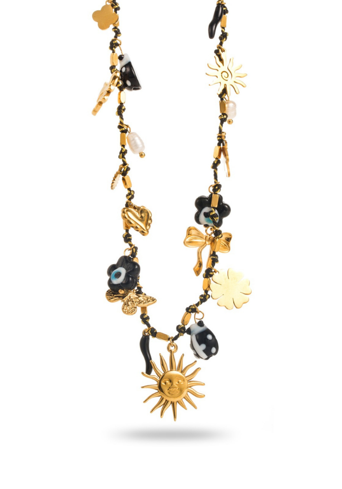 Collier Charms Cordon Vert